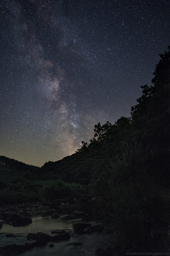 The summer Milky Way emerging out of the twilight over Exmoor National Park, UK - 4 August 2018