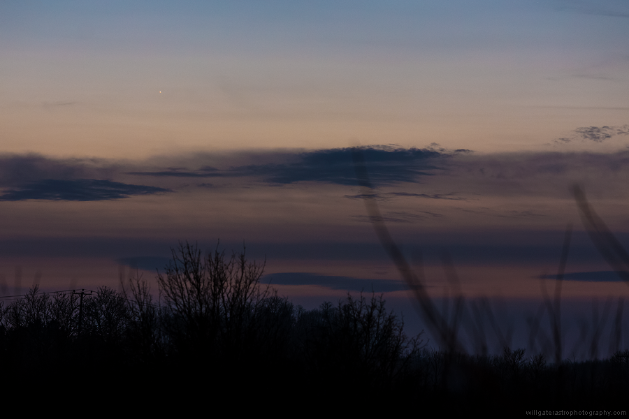 Mercury (above left) at evening twilight - 22 February 2019