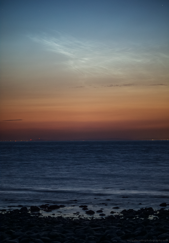 Noctilucent clouds over the Bristol Channel taken from Porlock, Exmoor - 27 June 2019