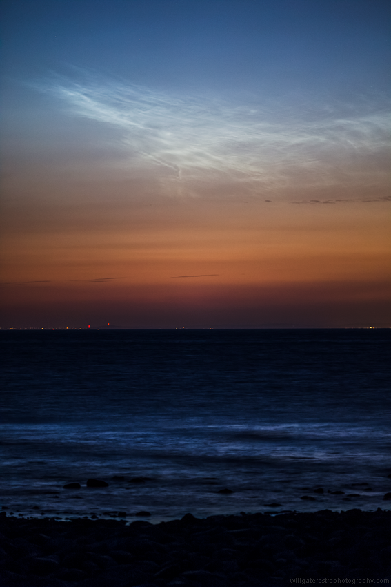 Noctilucent clouds over the Bristol Channel taken from Porlock, Exmoor - 27 June 2019