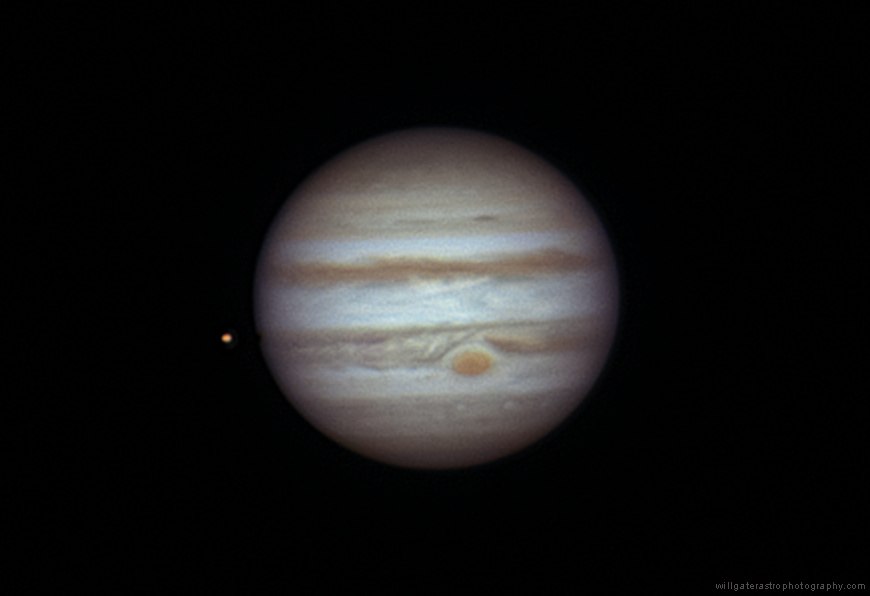 Jupiter, the Great Red Spot and Io (plus Io's shadow) - 29 December 2013