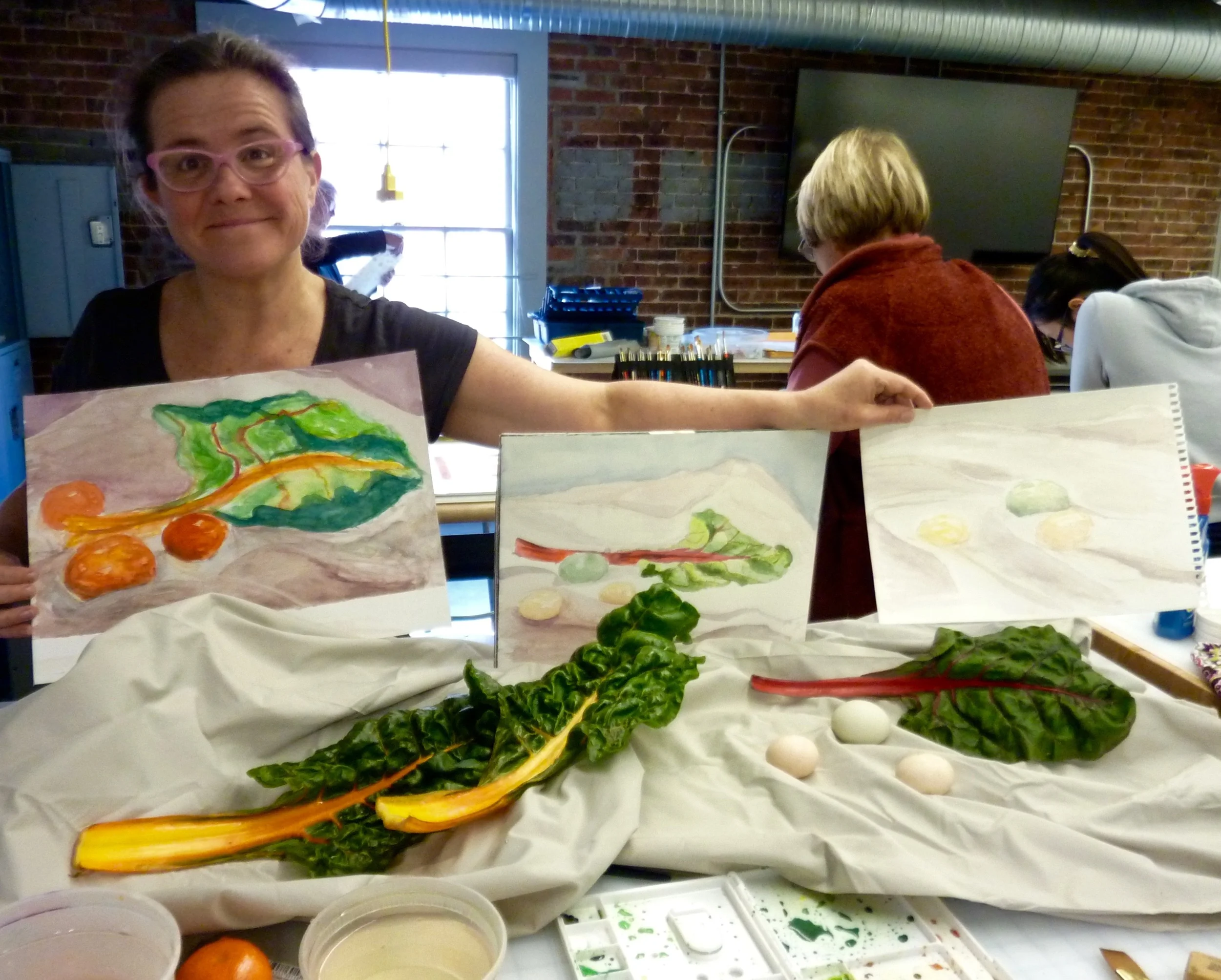 MaryBeth brought some spectacular elements for a variety of still-life... she did a 4th piece after this that was everyone's favorite.