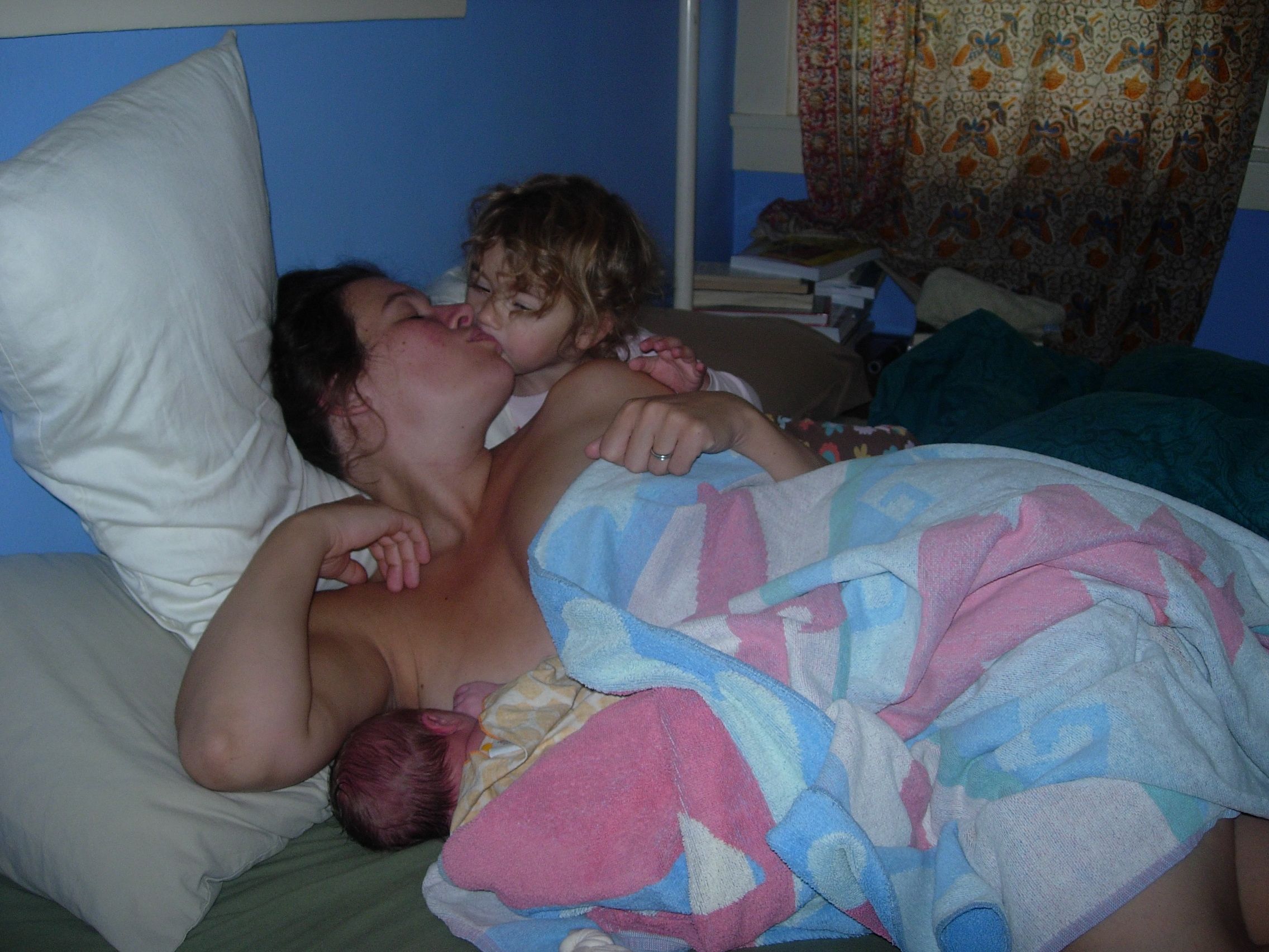 Laying in bed after our son was born. 