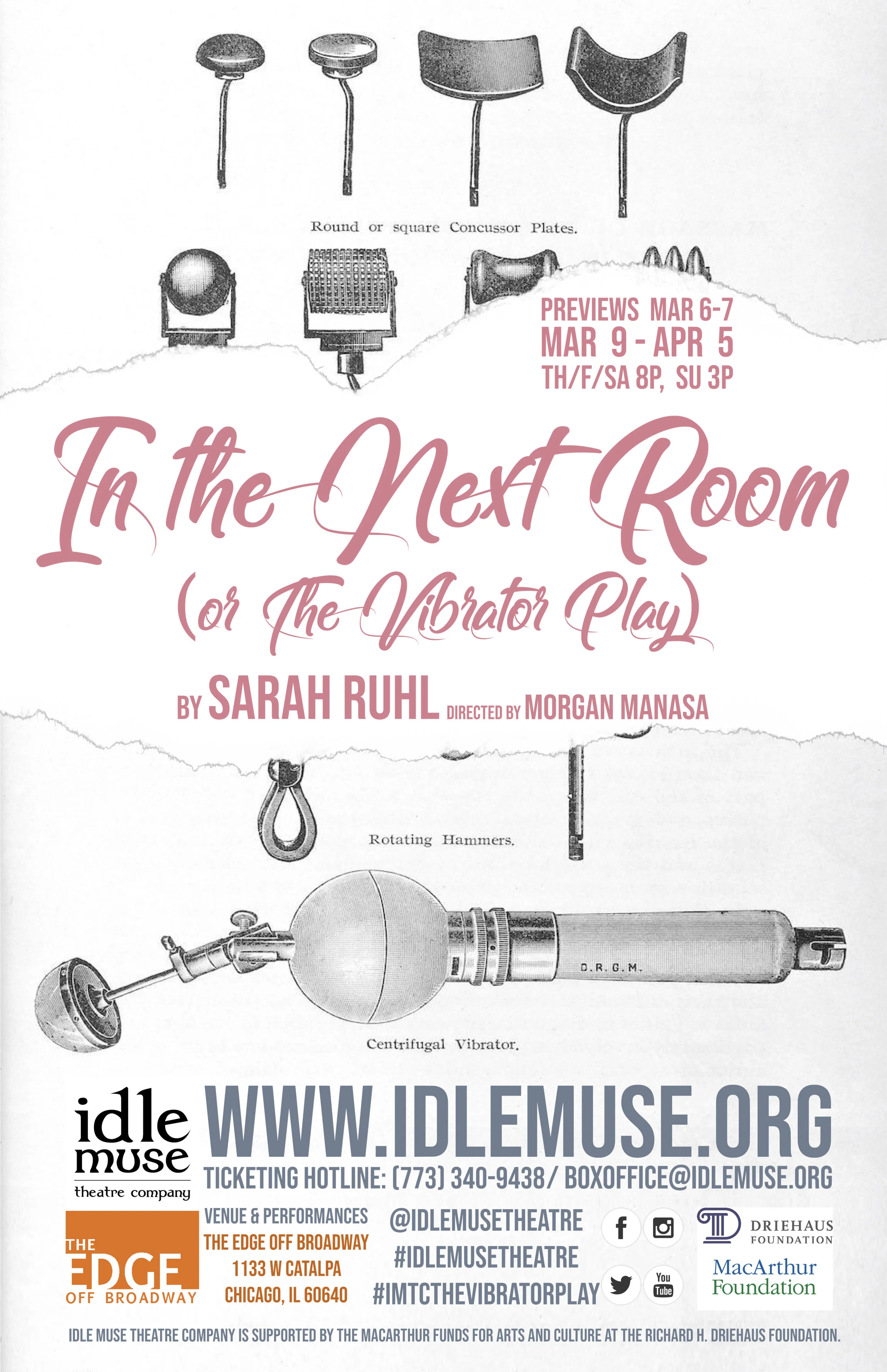Tickets available at the Idle Muse Box Office or by phone at 773.340.9438