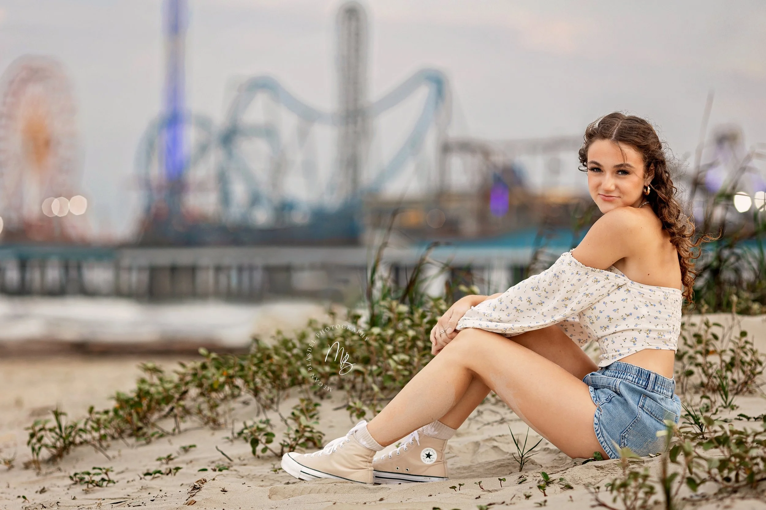 Galveston beach senior photography