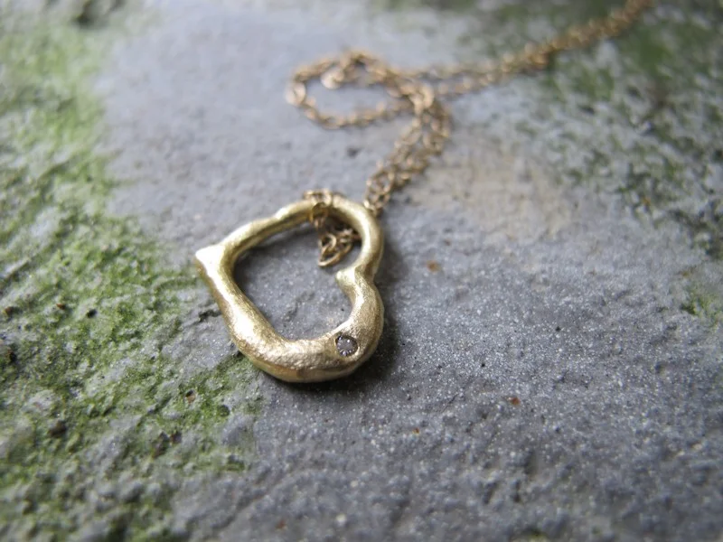 Floating Heart with Diamond Necklace in 