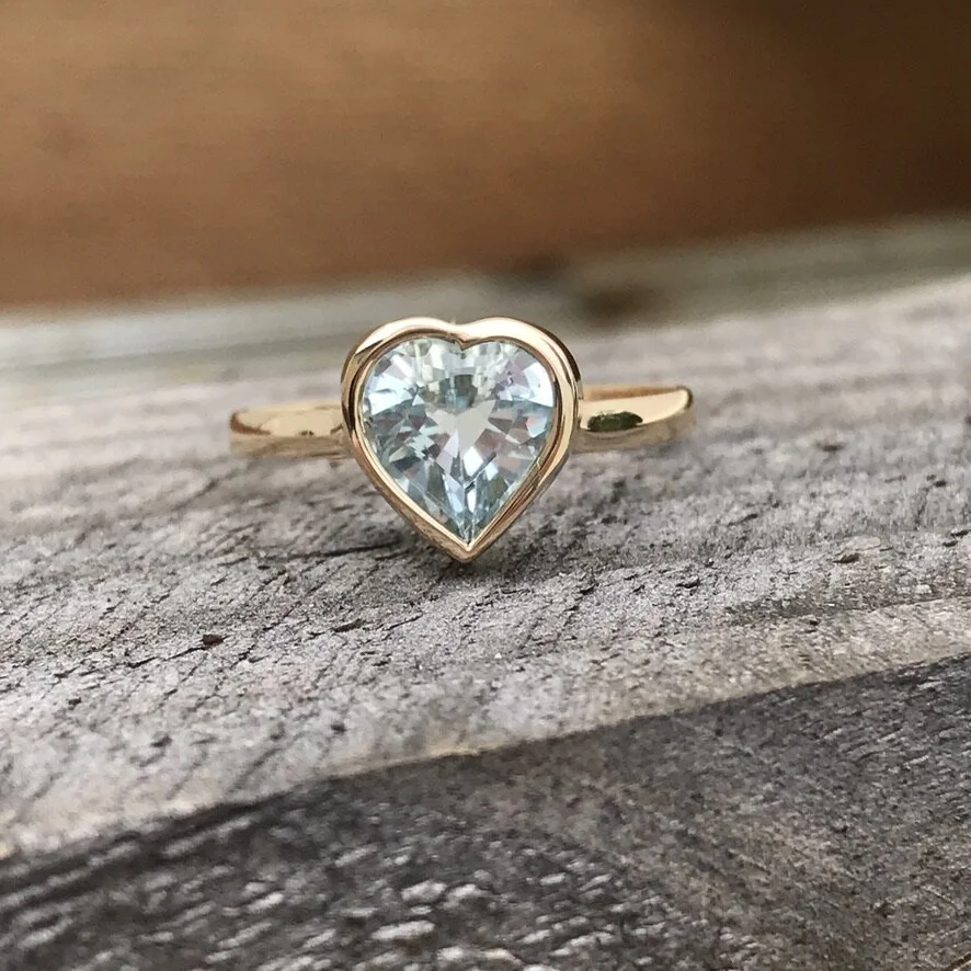Blue Topaz Heart Ring in 14K