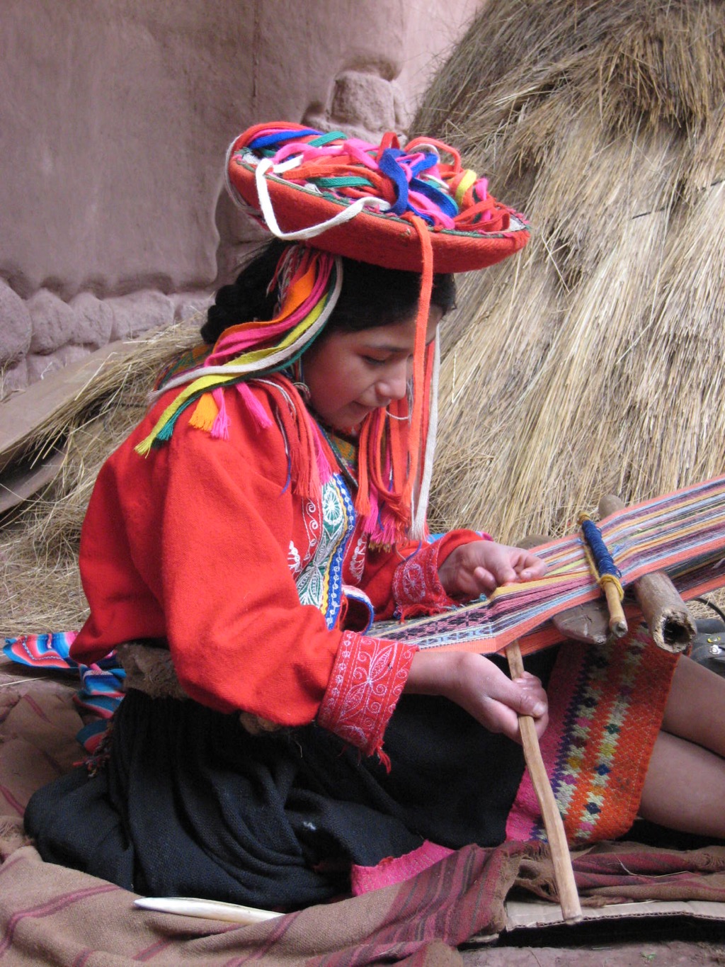 Traditional Backstrap Weaving. 