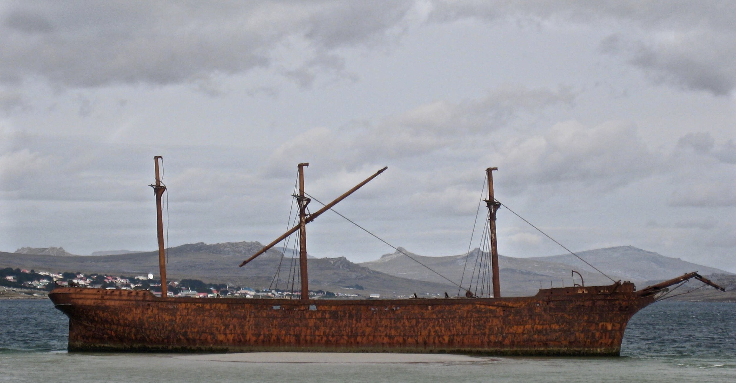 Shipwreck--Port Stanley in Background