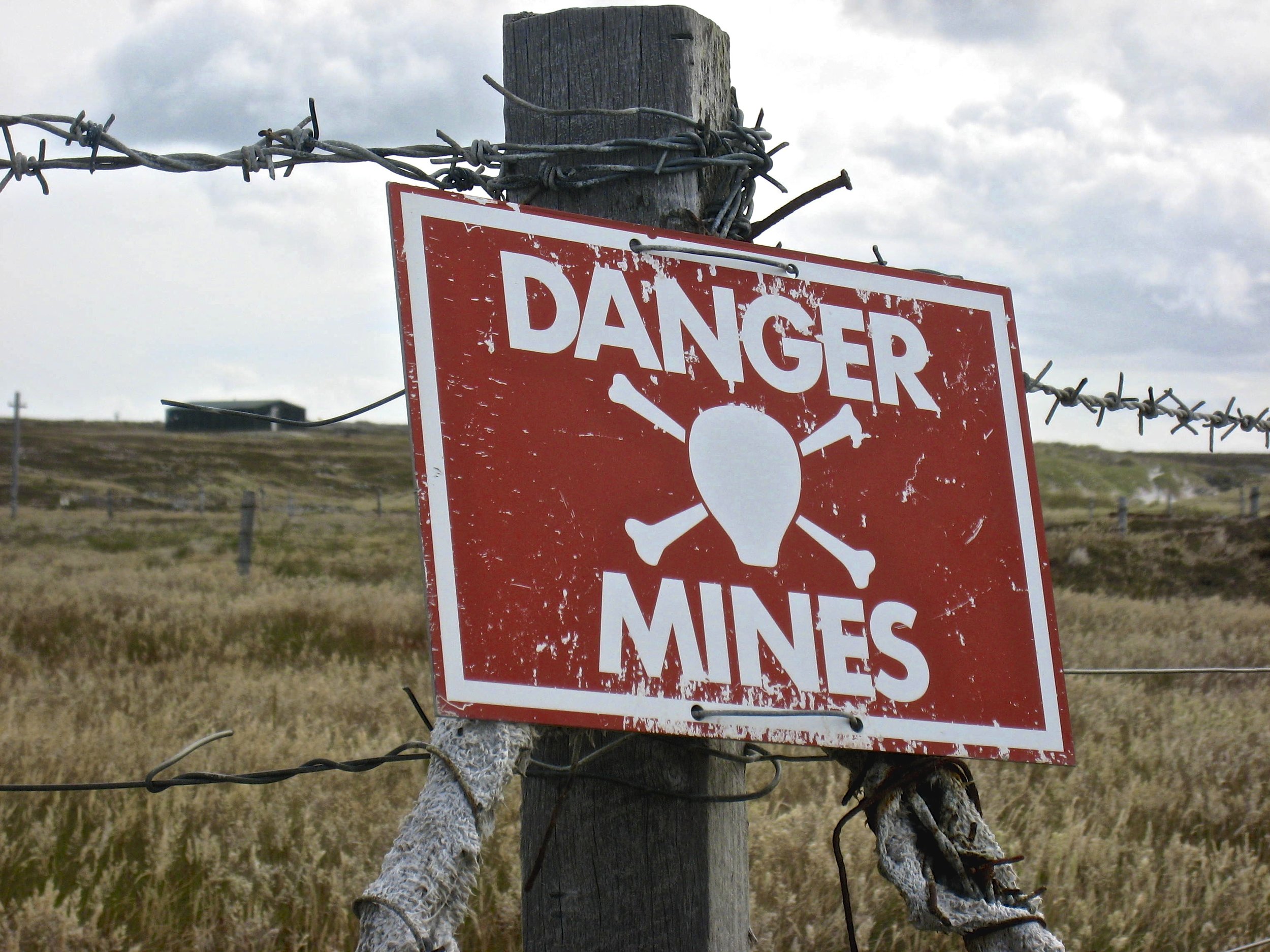 Active Mine Fields leftover from the Falklands War