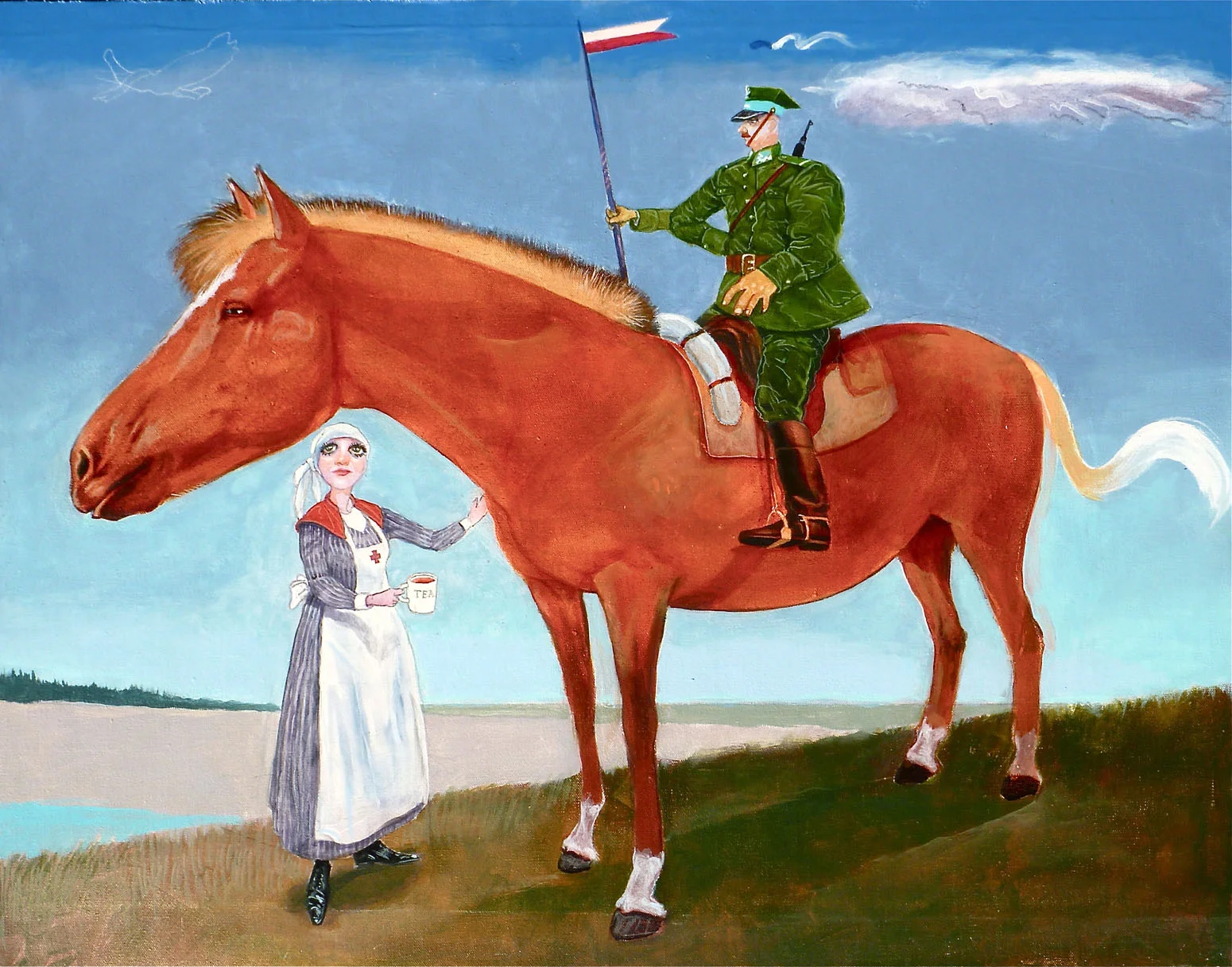 Historical recreation group "Ein Ulan und ein Mädchen" acrylic, 26"x 20", 2008