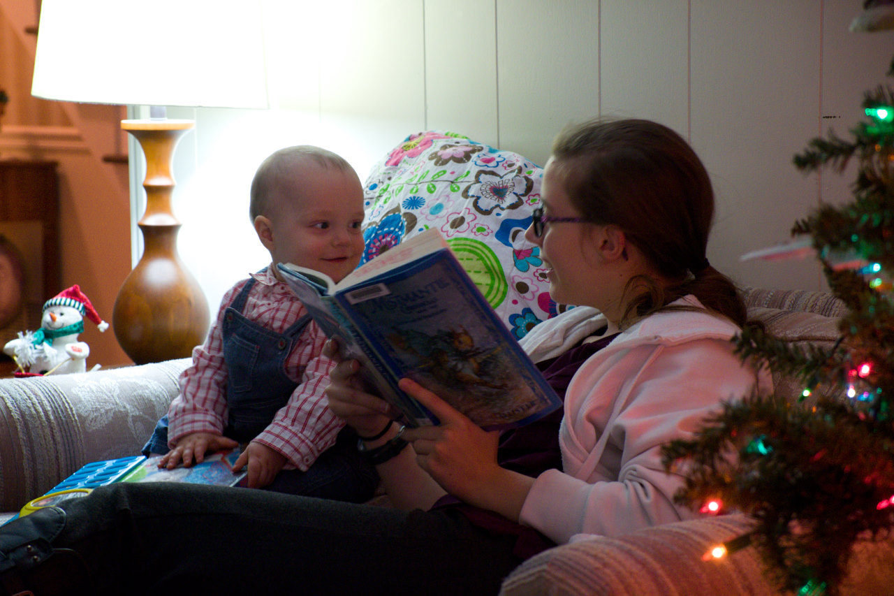 Oldest and youngest (for now) reading this past Christmas