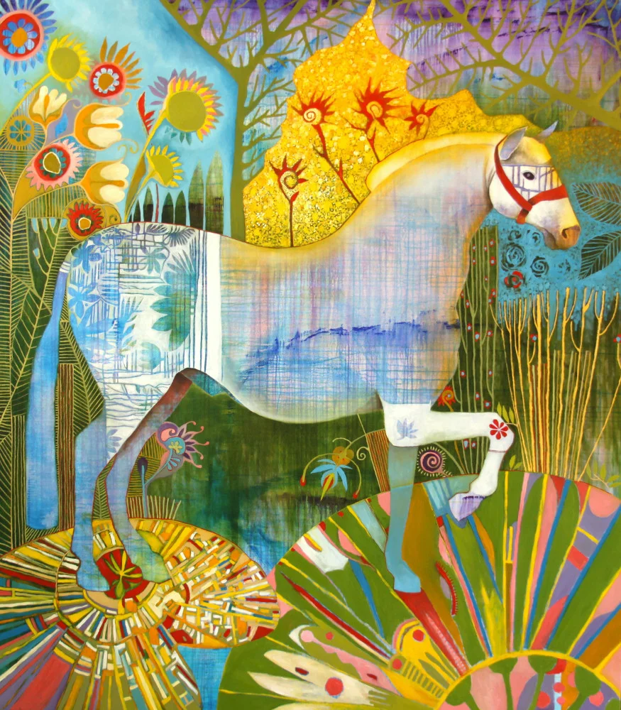 Horse in the Lilly Pond