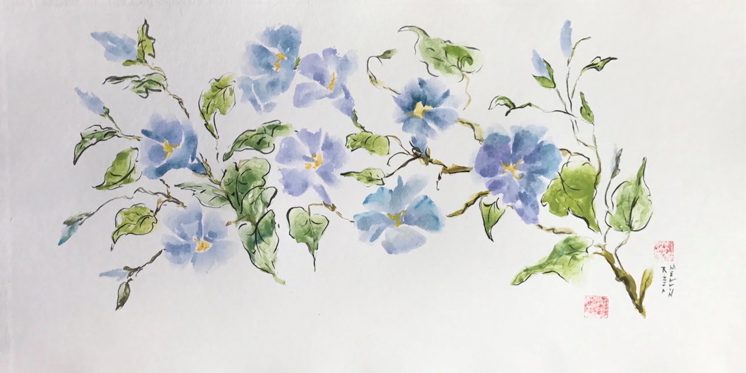20496930-BarbaraRMellin_MorningGlories_MixedMedia_30x15-390.jpg