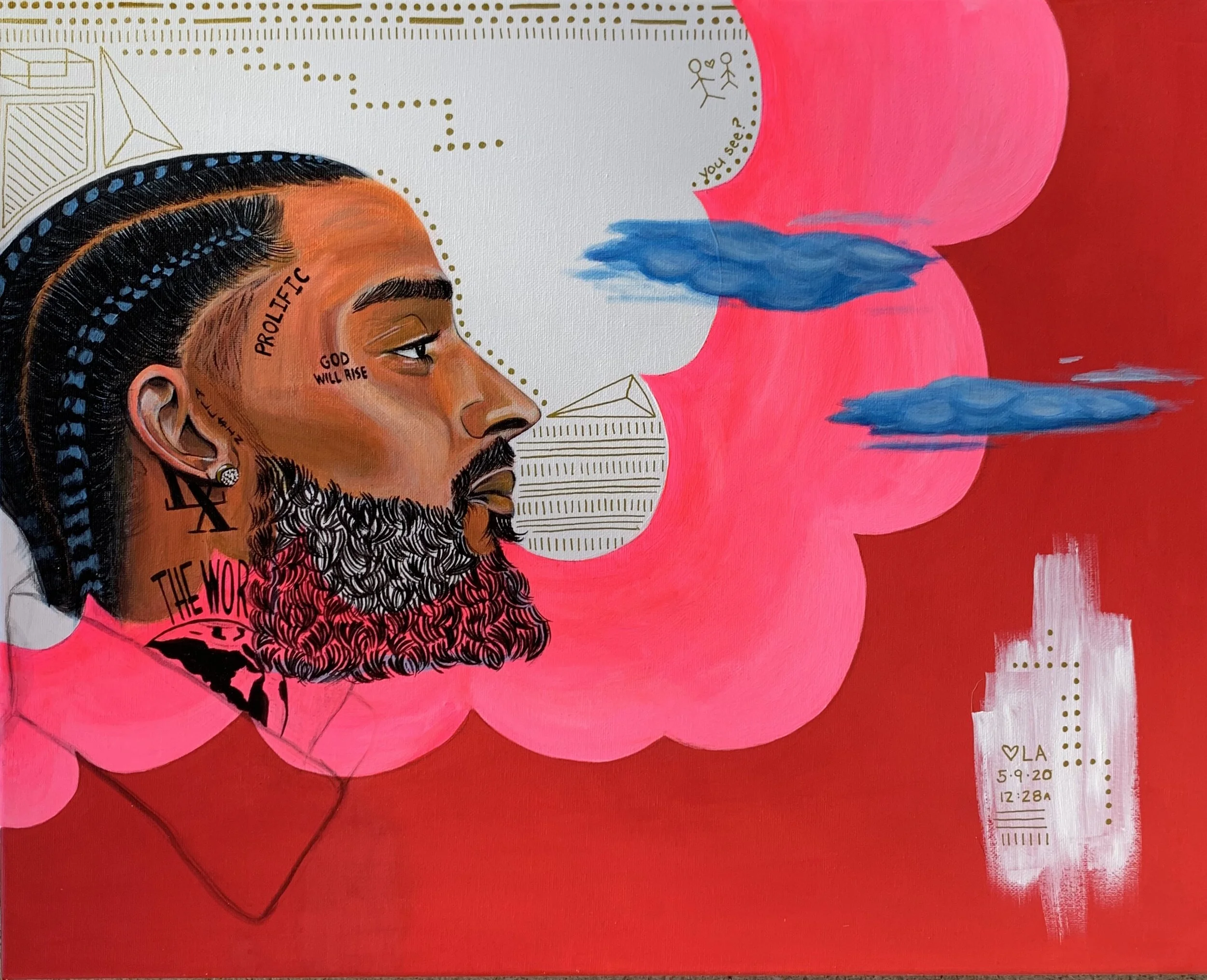 Ikpe_Nipsey in the Clouds_Acrylic and gold_2020_$1111.jpg
