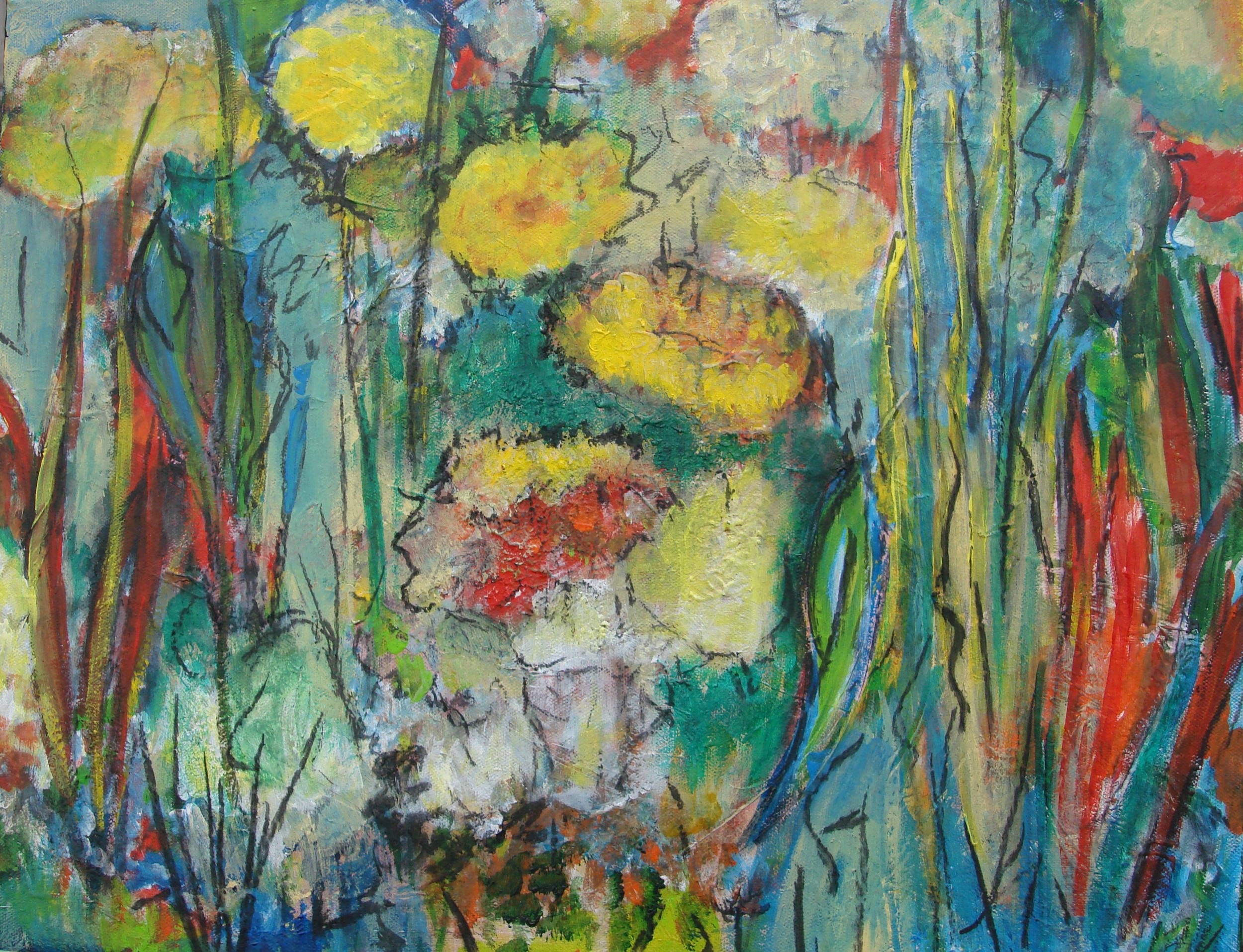Dream Garden #6 16" x 20" - acrylic and charcoal on canvas