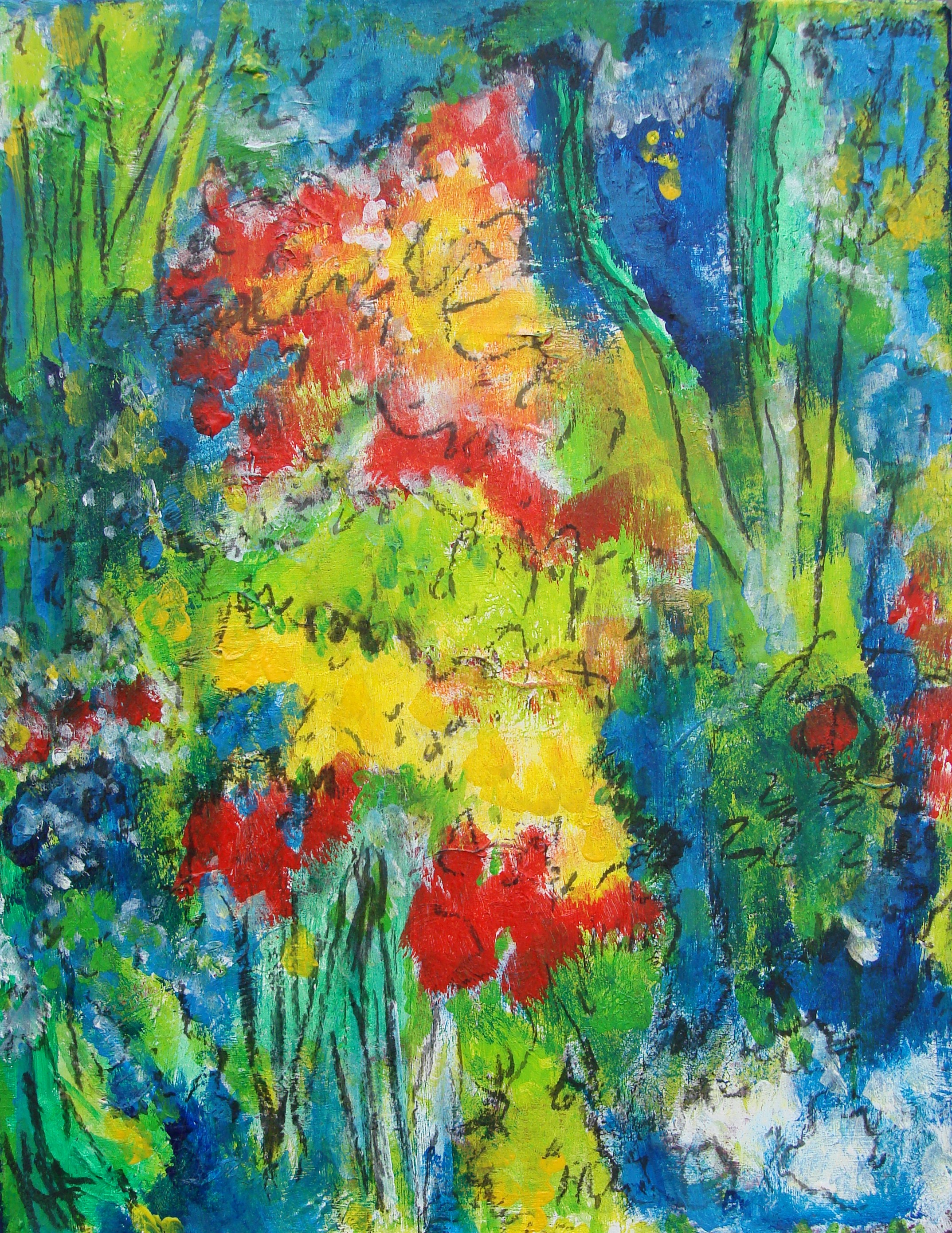 Dream Garden #7 18" x 14" - acrylic and charcoal on canvas