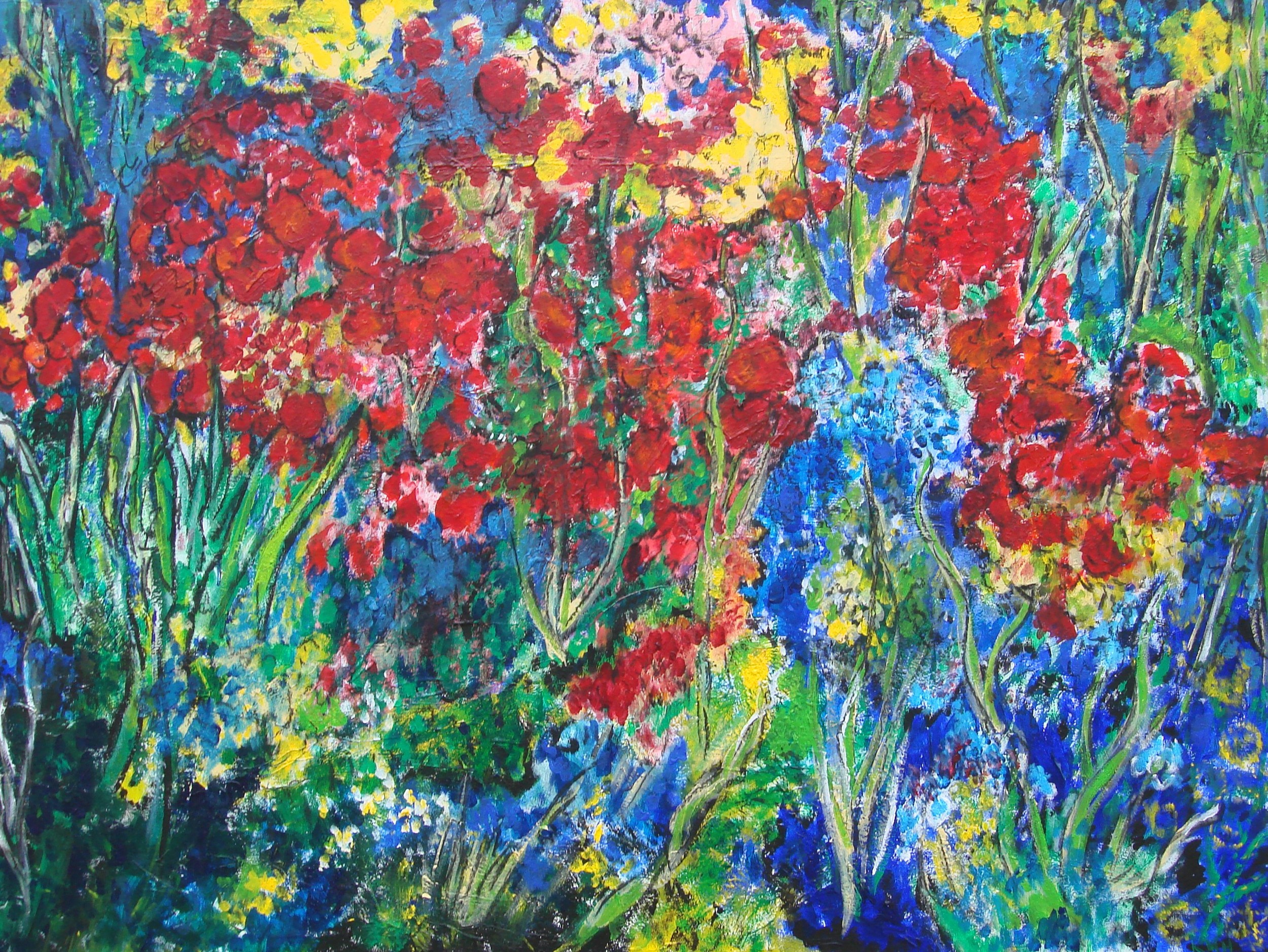 Dream Garden #1 36" x 48" - acrylic and charcoal on canvas