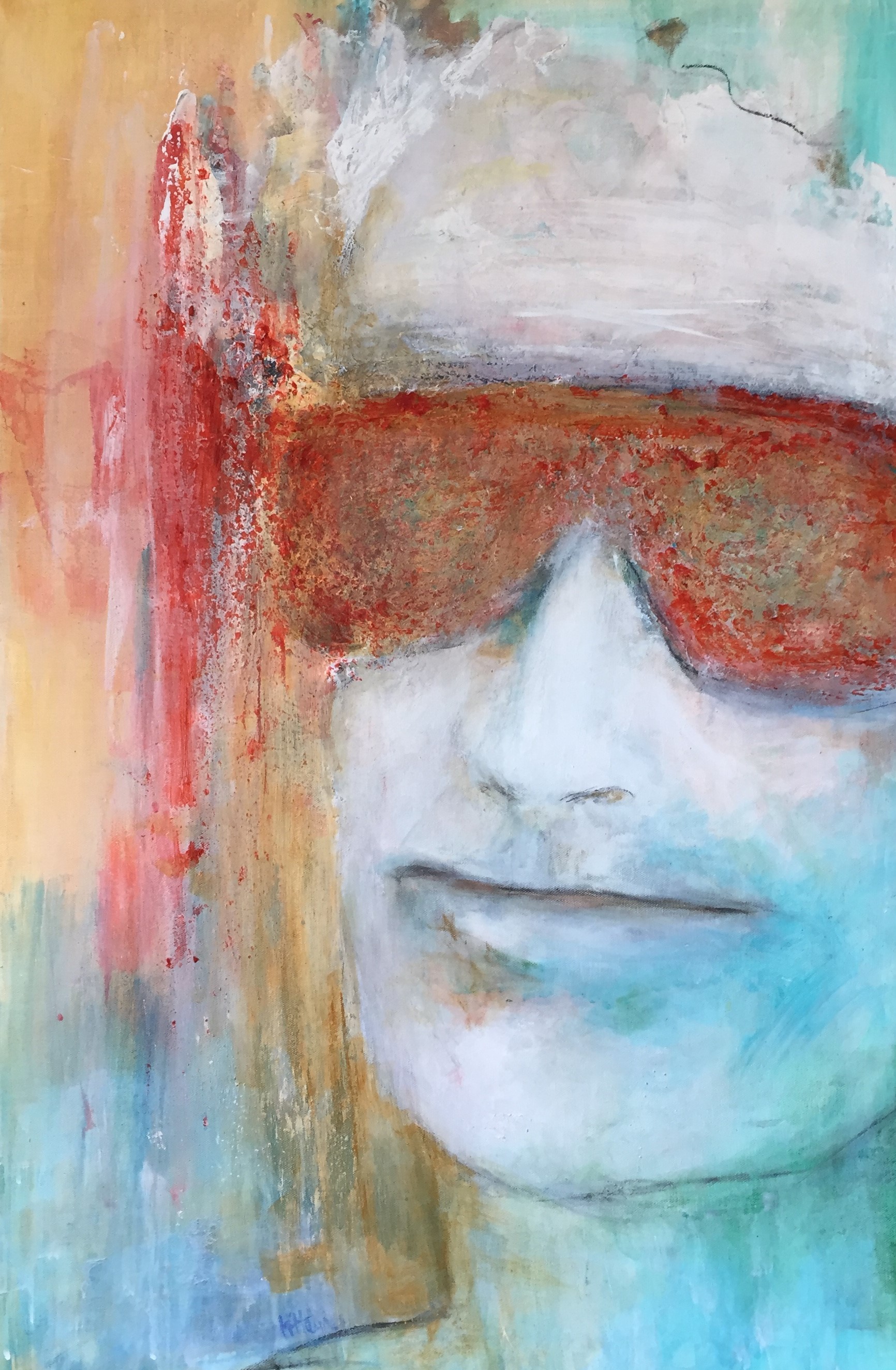 So Pleased 36" x 24" - acrylic and charcoal on canvas