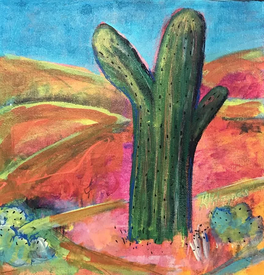 Desert Memory - Saguaro 8” x 8” - acrylic on canvas