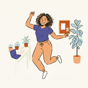 Illustration of Tia smiling