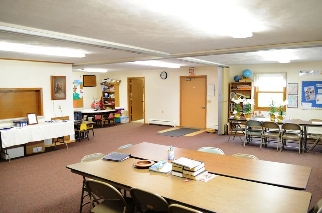 Initial fellowship hall built in 1978. It now serves as our Sunday school classrooms.
