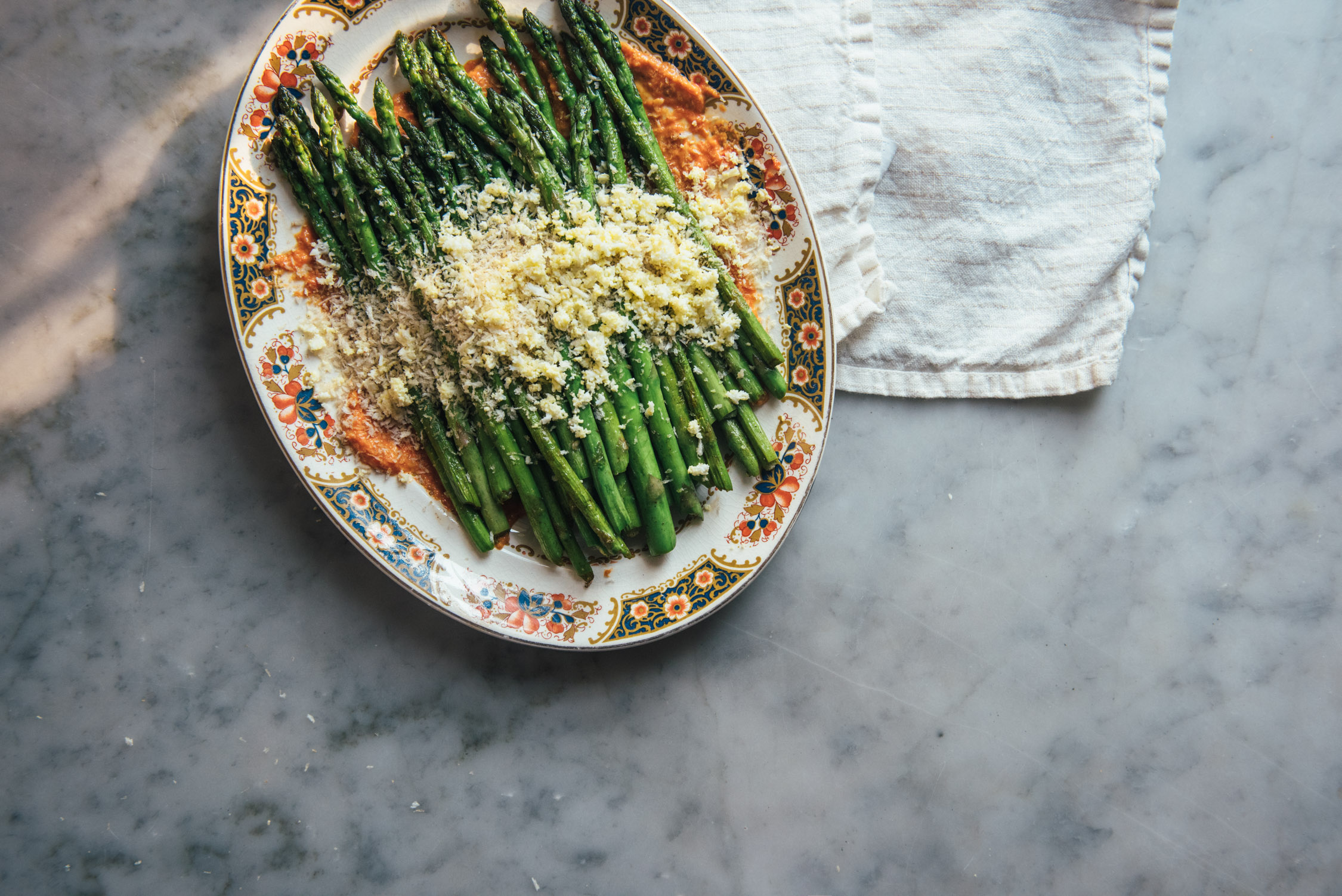  Pan Fried Asparagus with Romesco Sauce 