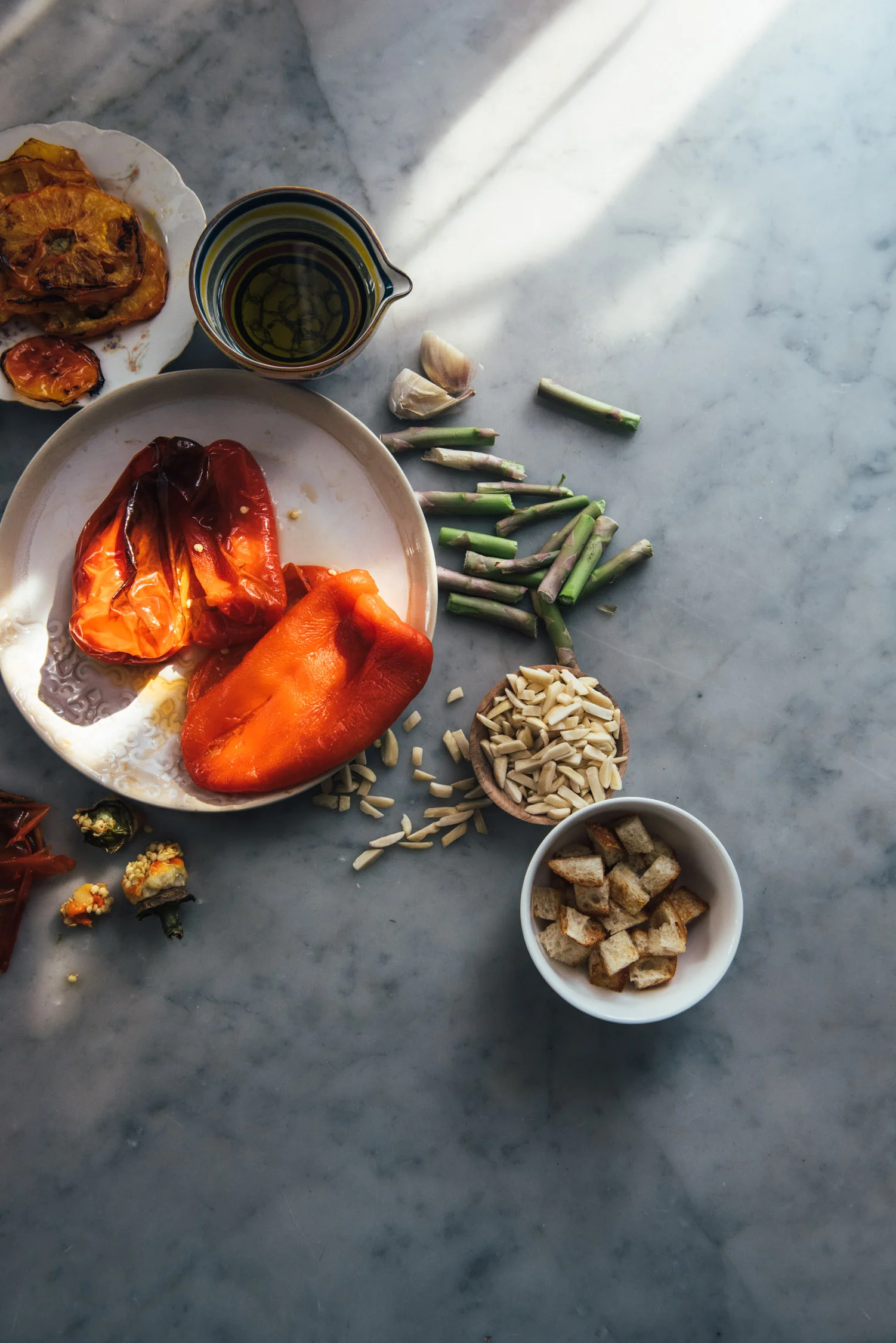 Pan Fried Asparagus with Romesco Sauce