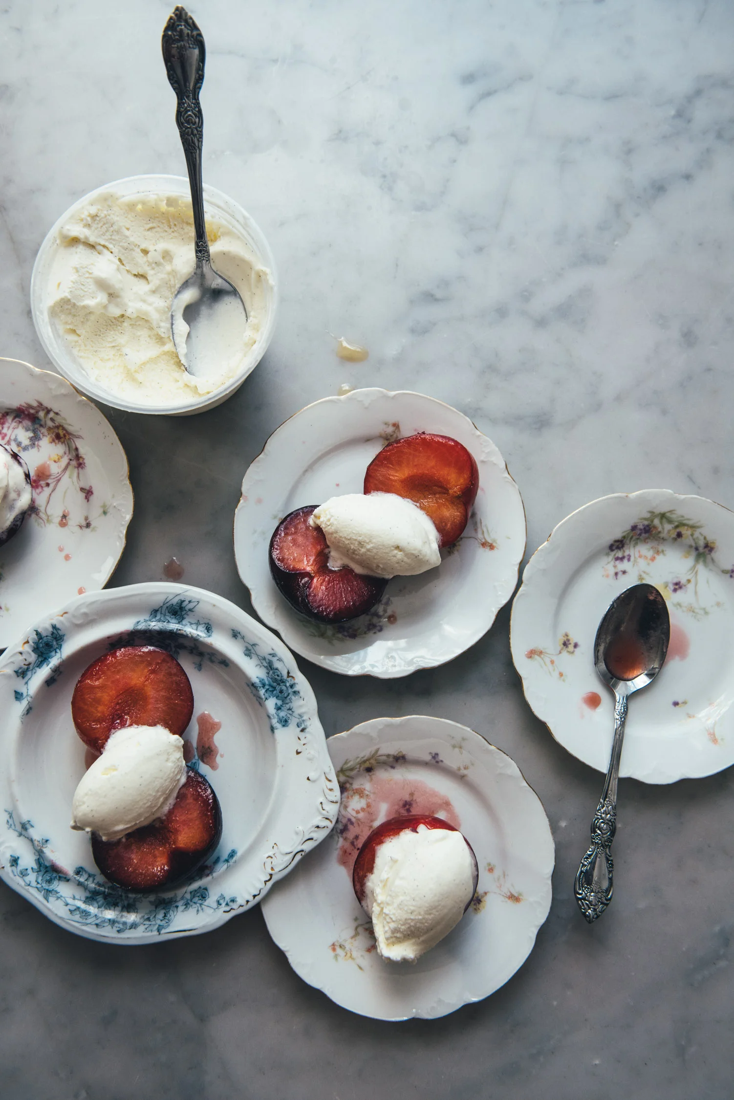 Roasted Plums with Vanilla Bean Ice Cream