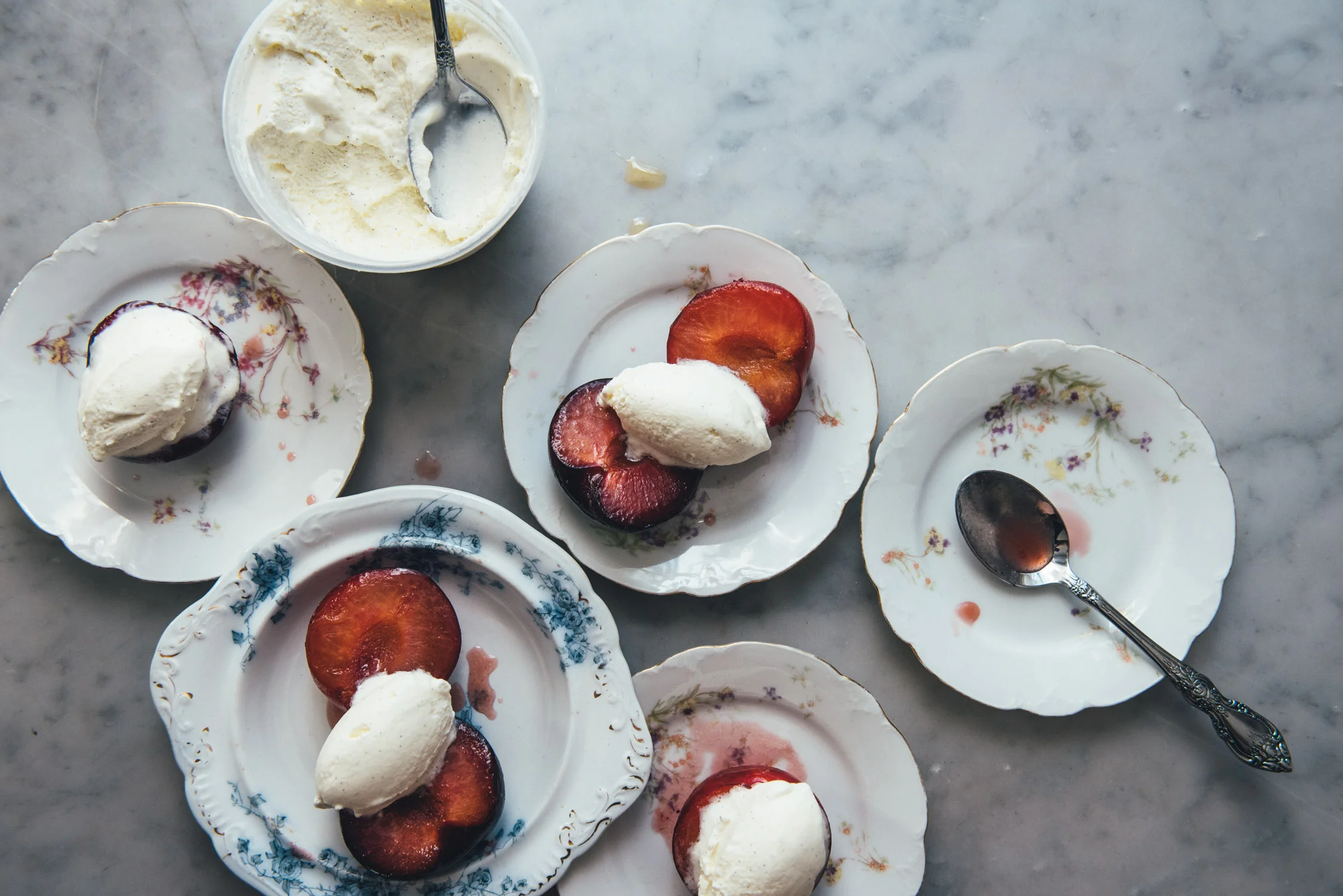 Roasted Plums with Vanilla Bean Ice Cream