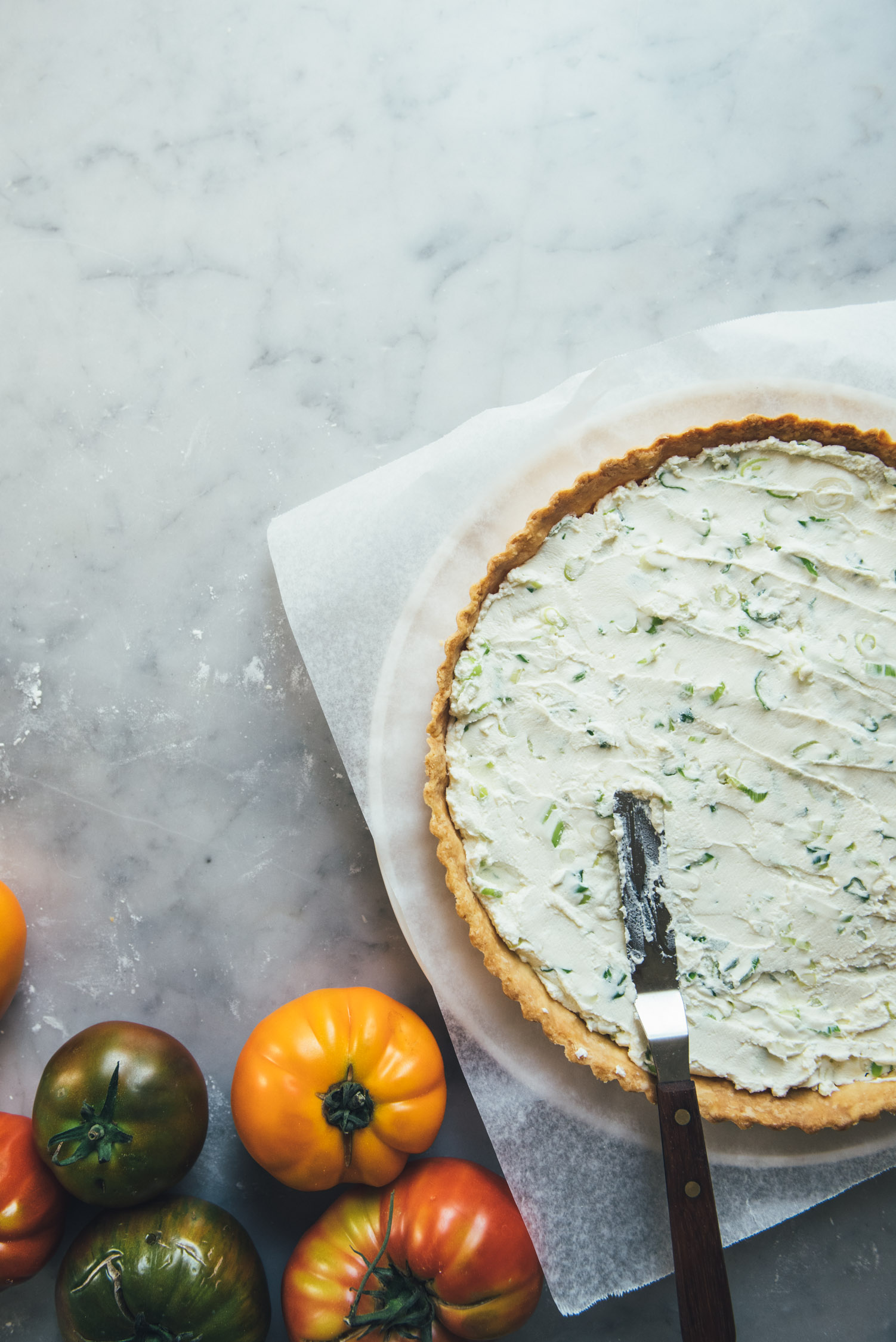 Tomato Tart with a Scallion Goat Cheese Filling