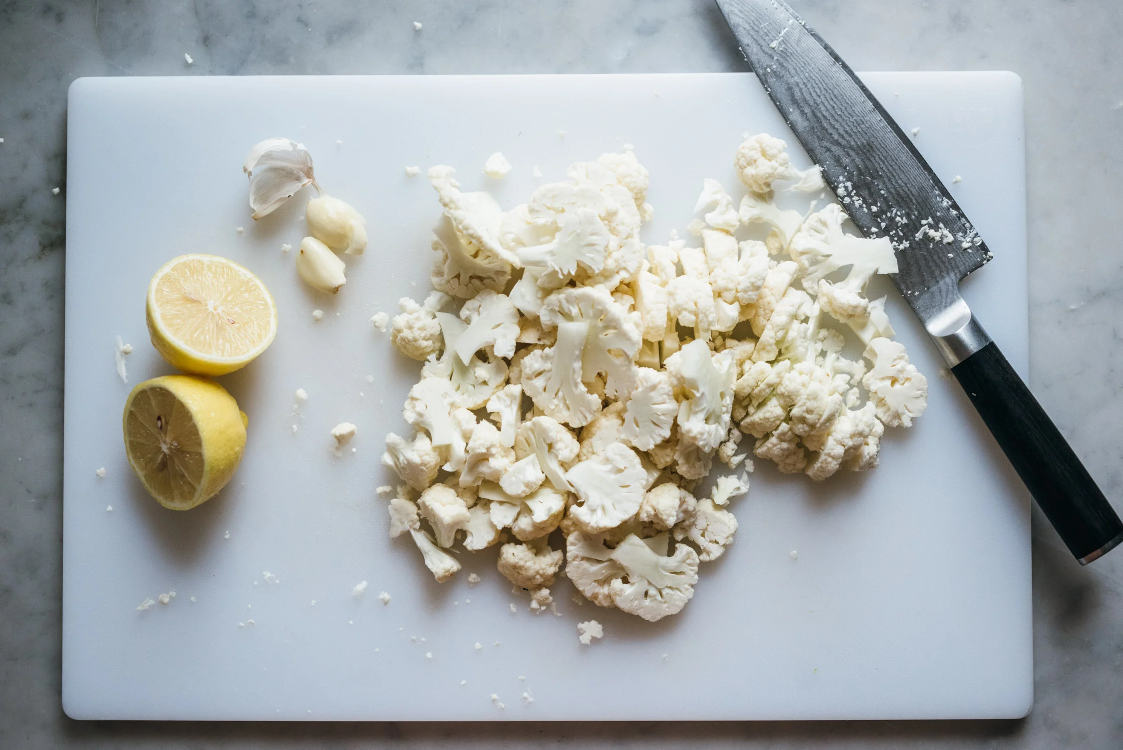 Broccoli Rabe and Crunchy Cauliflower with a Lemon Tahini Dressing