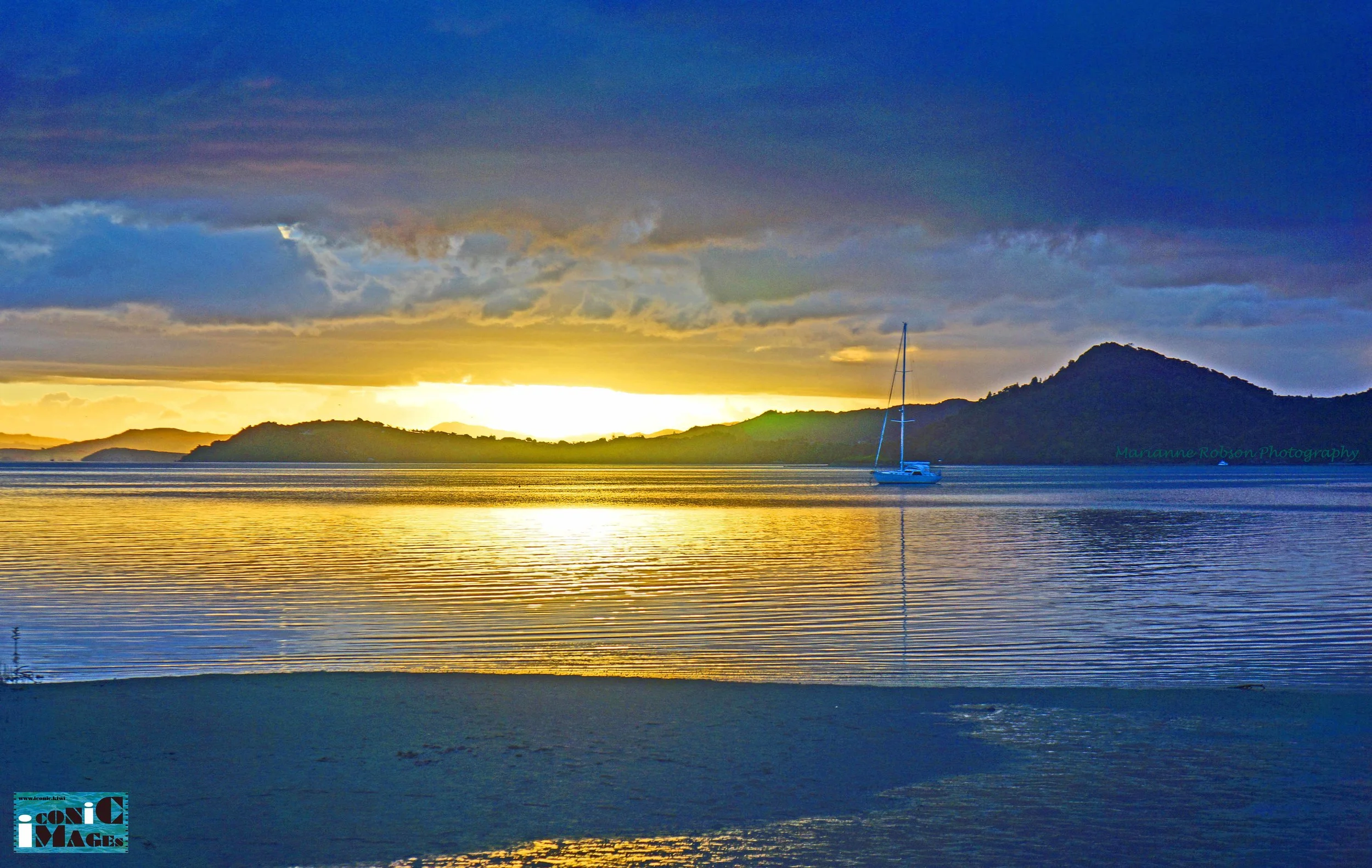 Golden sunset at low tide
