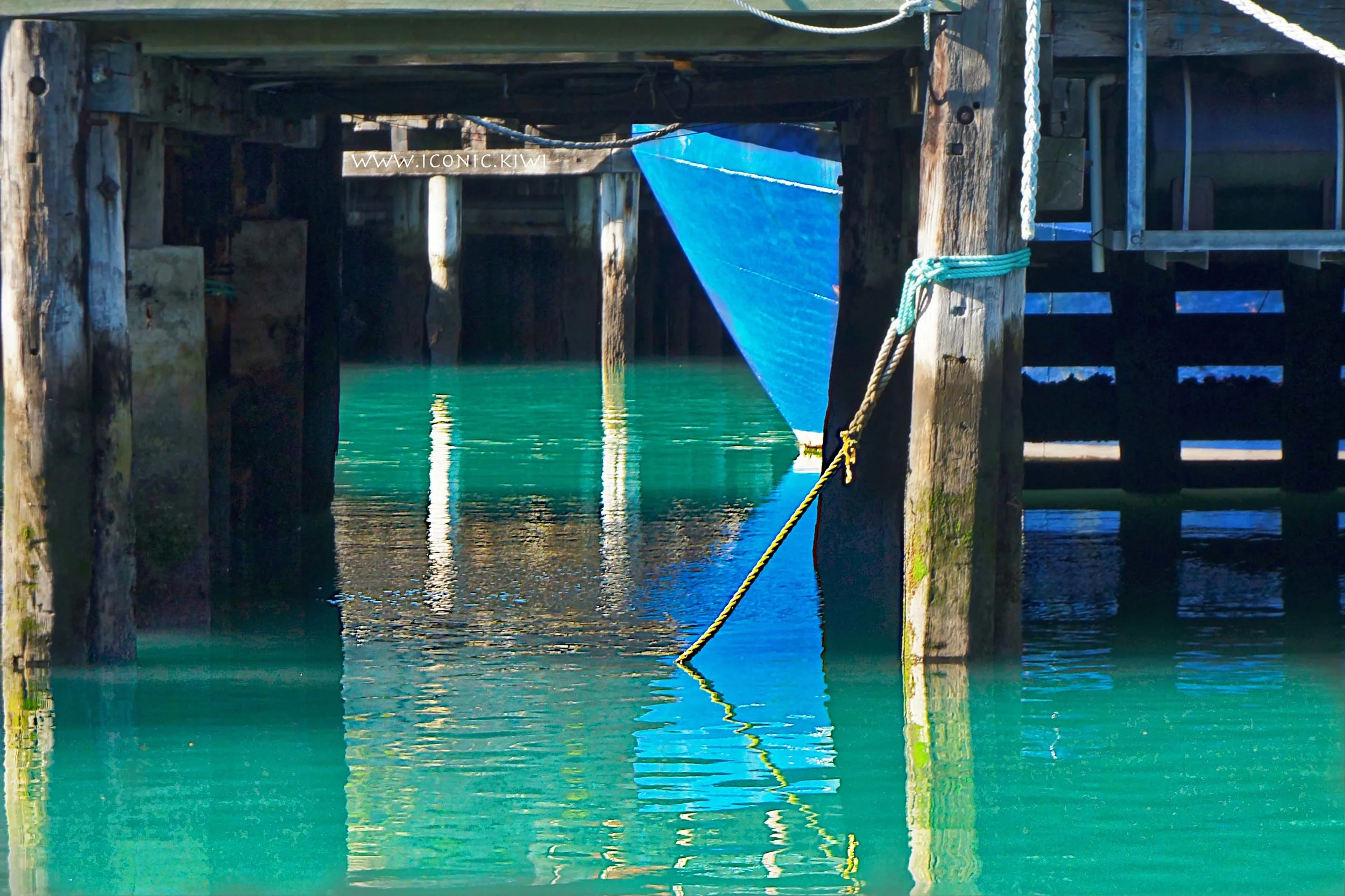 Lyttelton Harbour reflections in blue and green