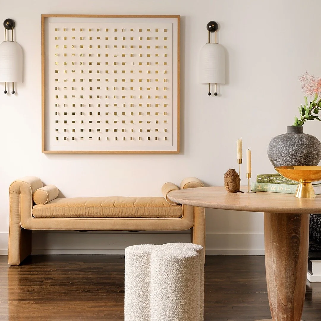 This warm space is giving summer. Layered in textures, pattern play, and that stunning golden palette. A favorite project from last summer. 

photographed by @katrinawittkamp 
styled by @nataliesjodwalis &amp; @laurarae5 

#interiordesign #interior #
