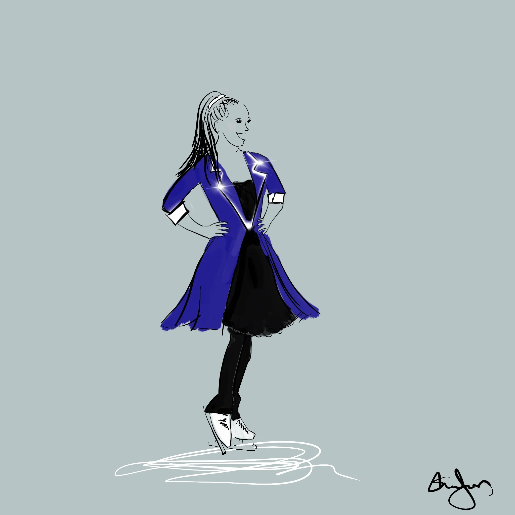 Chicago Skates Single Girl Illustration