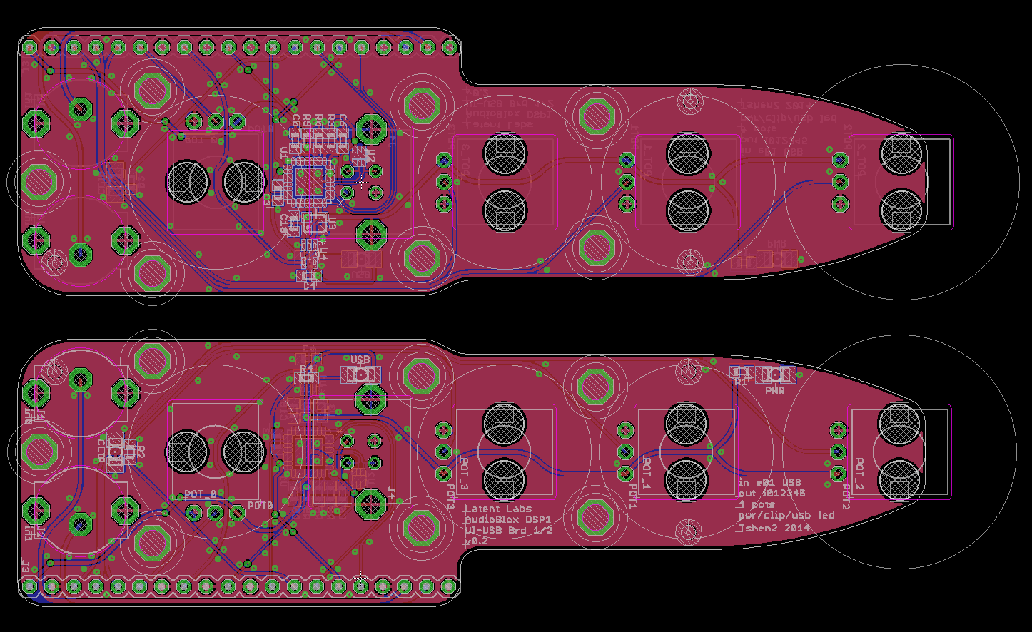 PCB layout - front (lower) & back (upper).
