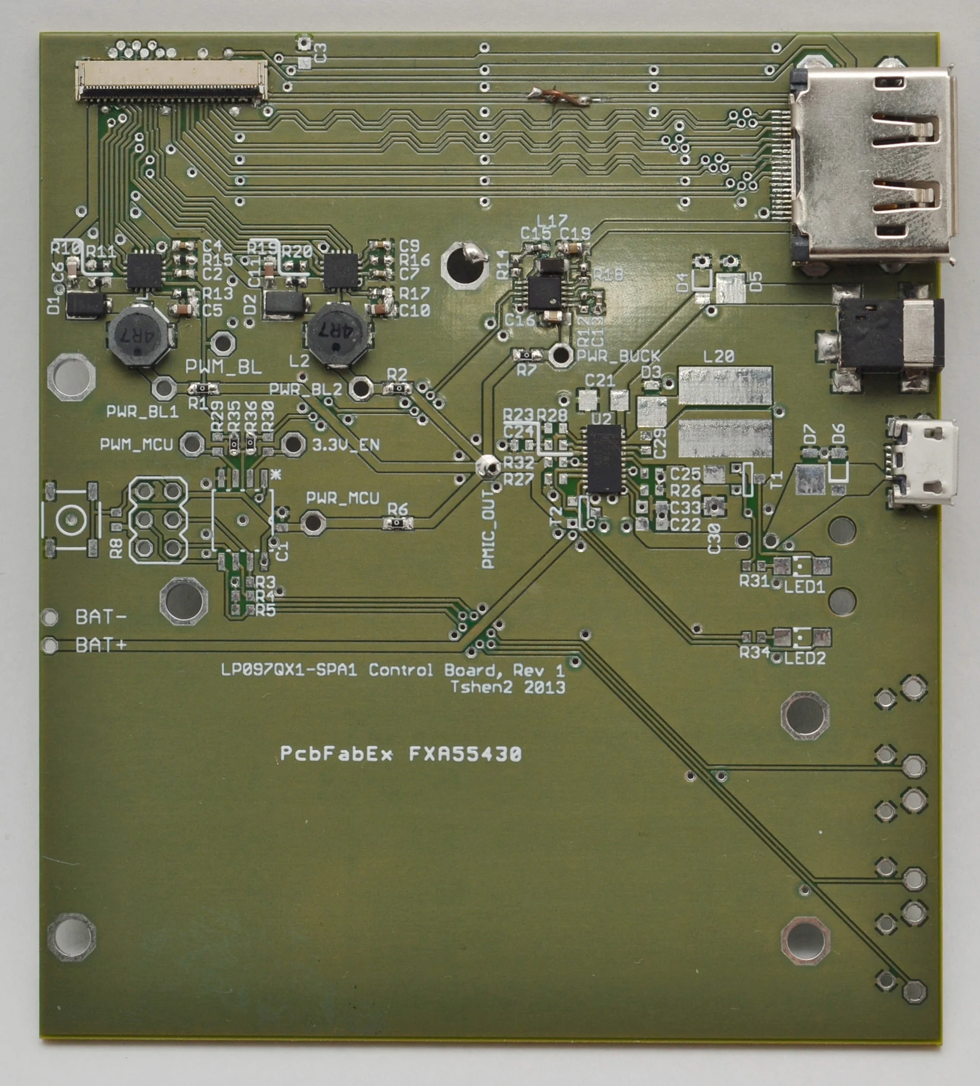 second attempt at soldering. note the awkward jumper wire on one of the high-speed differential traces.
