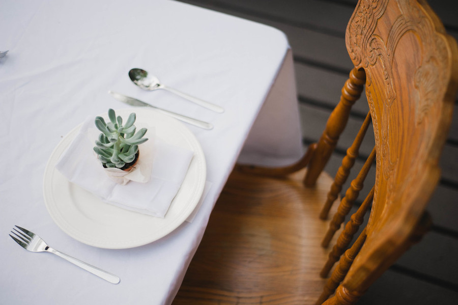 Succulent table setting that thoughtfully doubled as a take-home gift from Audra.