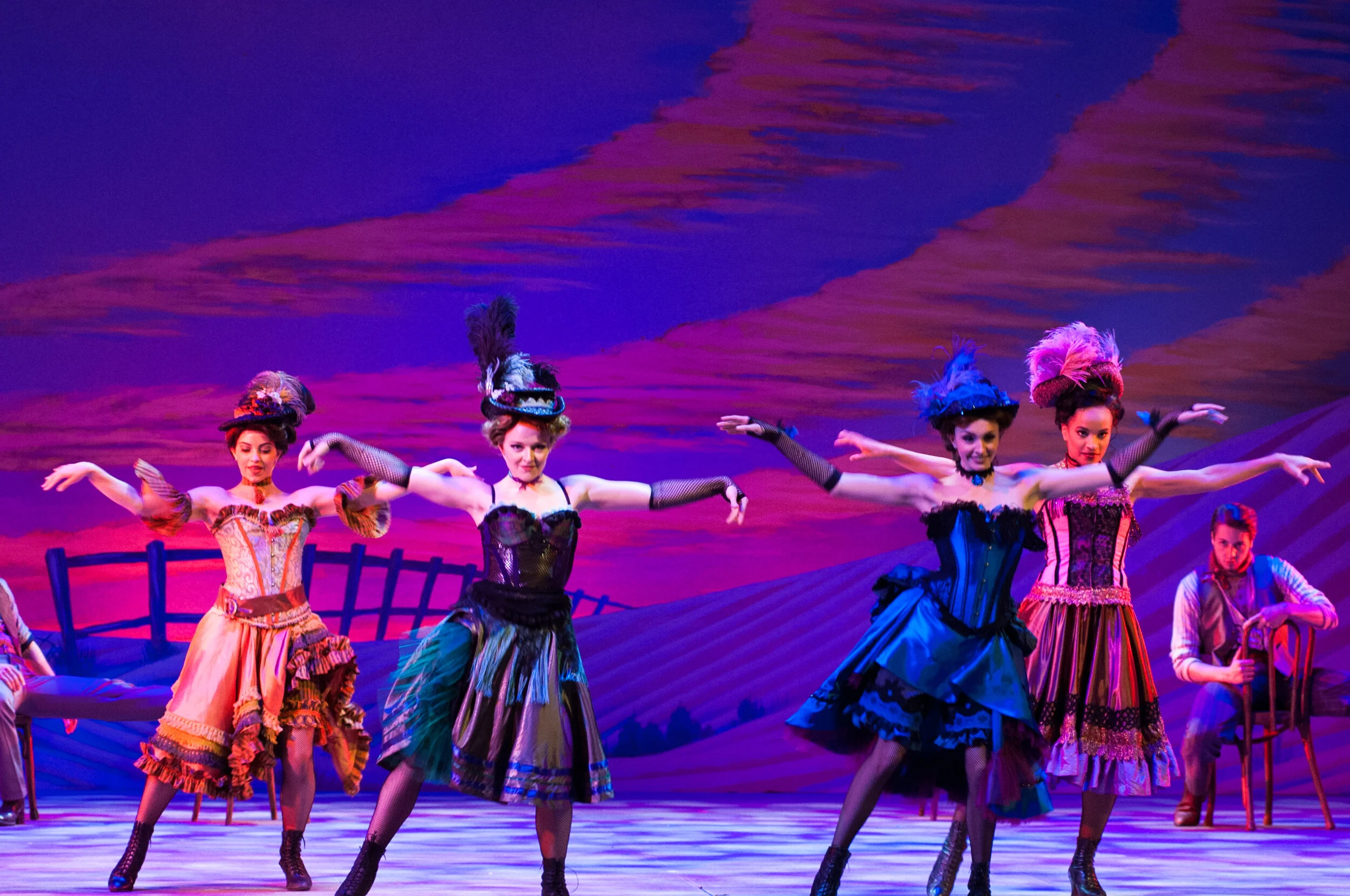 Dream Ballet Saloon Girl Hats- Oklahoma!- Music Theatre Wichita 2016 Costume Design by Debbie Roberts. All designs by the seasonal staff of MTW. Photos courtesy of Christopher Clark and Jerry Fritchman.