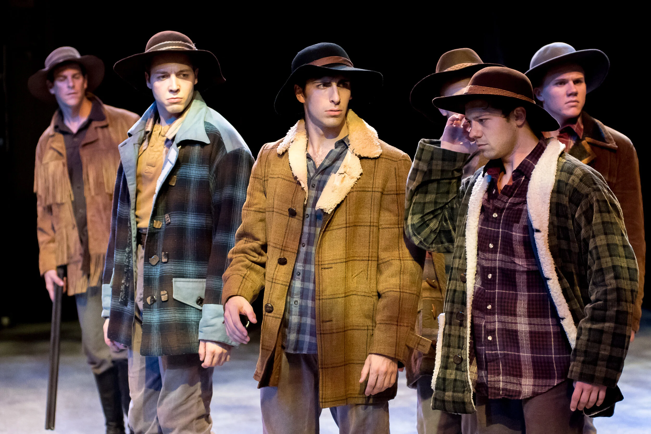 Brother’s Hats- 7 Brides for 7 Brothers- Music Theatre Wichita 2017 Costume Design by Debbie Roberts. All designs by the seasonal staff of MTW. Photos courtesy of Christopher Clark and John Fritchman.