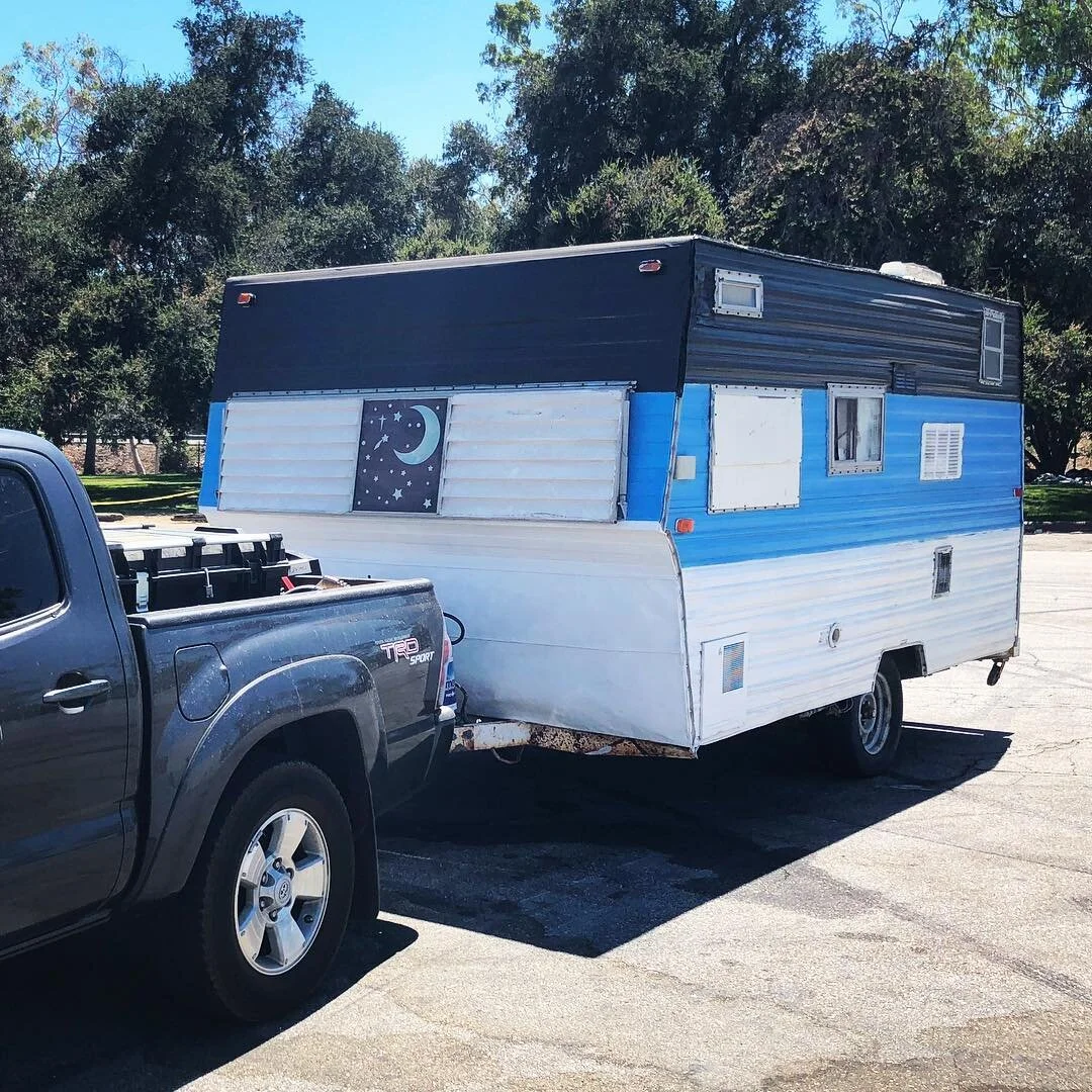 Newest project! Bought a 1971 vintage camper to remodel. Found a lot of water damage so I will be starting from the trailer and starting from scratch. Plans have been drawn and color schemes are decided. More pics and videos to come. 
#camper #vintag