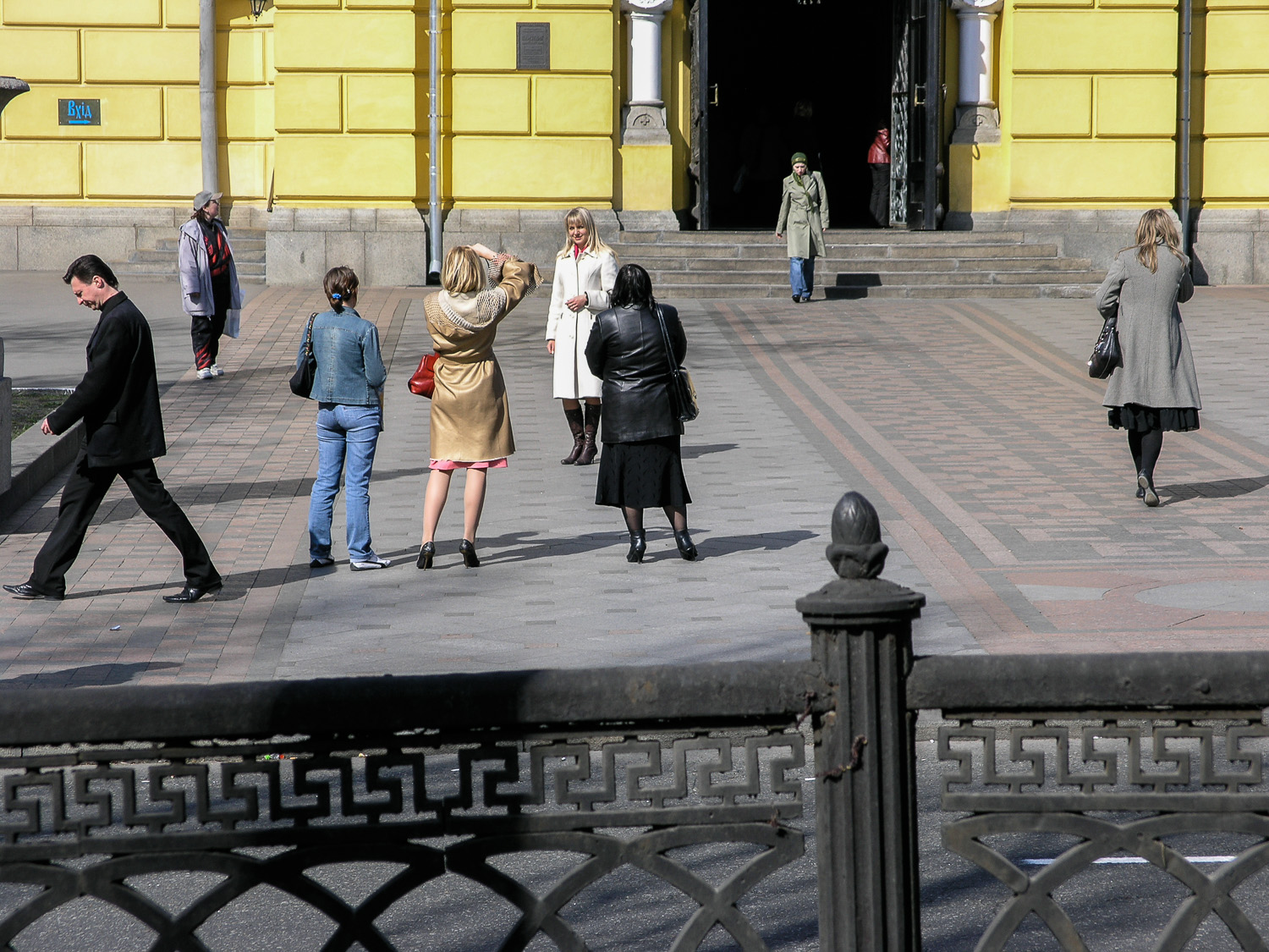  A street scene in front of St Volodymyr's Cathedral in Kyiv. 