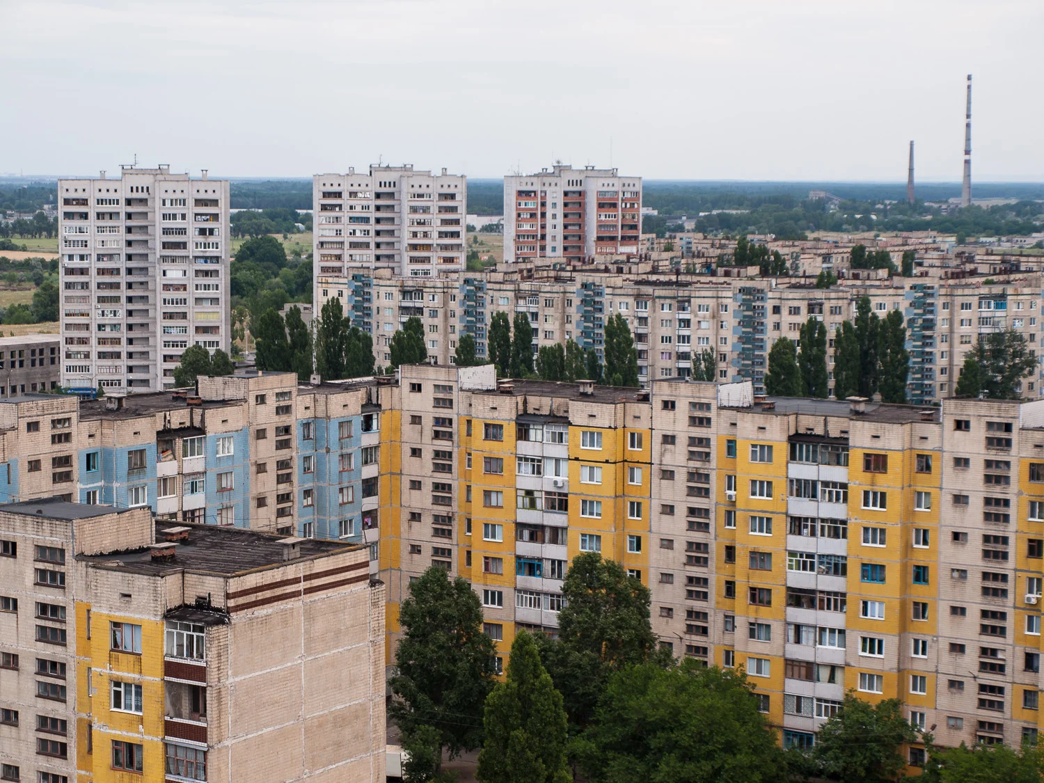Apartment blocks in the industrial town of Dniprodzerzhynsk.