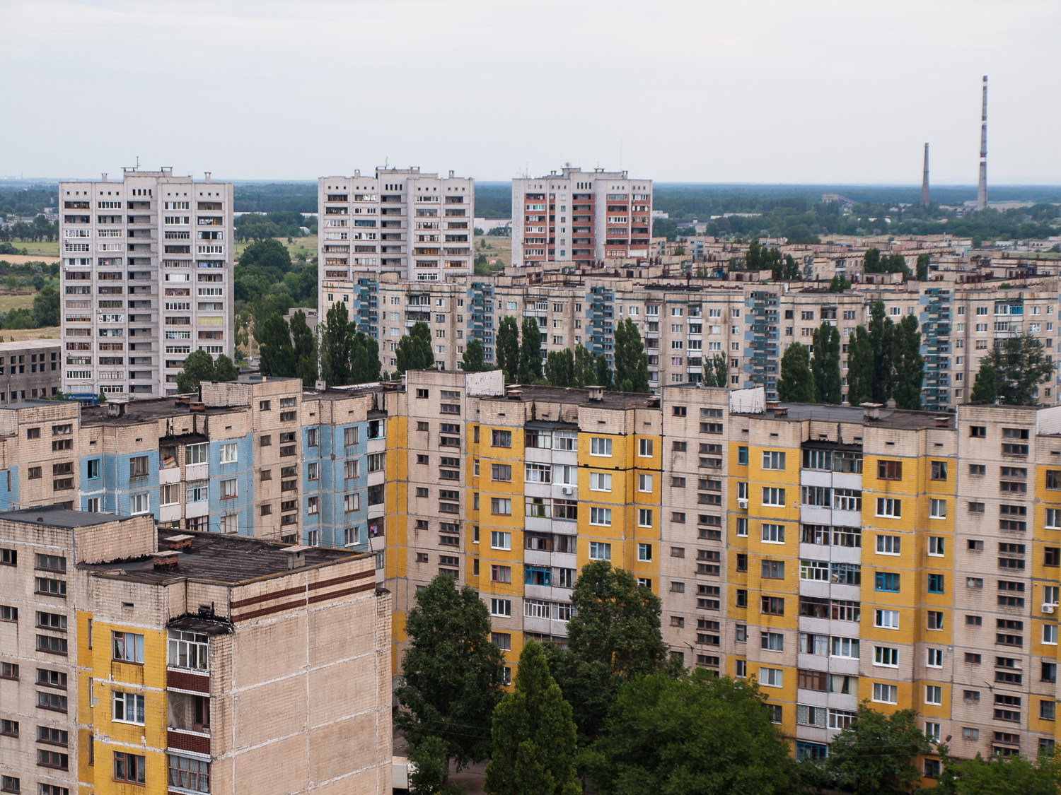  Apartment blocks in the industrial town of Kamianske, formerly Dniprodzerzhynsk, east Ukraine. 