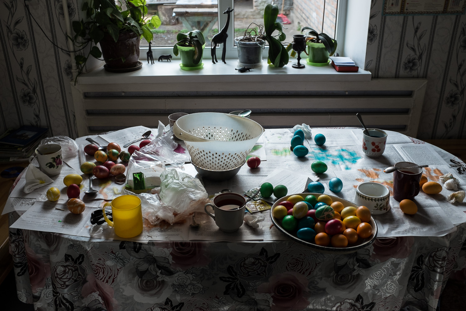  Painted eggs on a table in the village of Stara Nekrasivka in Ukraine’s Odessa region. Painting eggs is an Easter tradition in Ukraine, Russia and many other countries with Eastern Orthodox populations. 