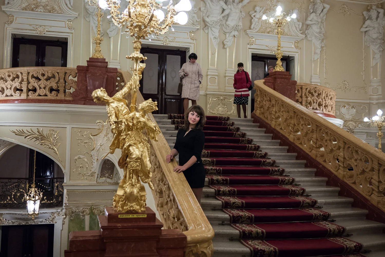 A young woman pictured after a performance in Kiev’s opera house.