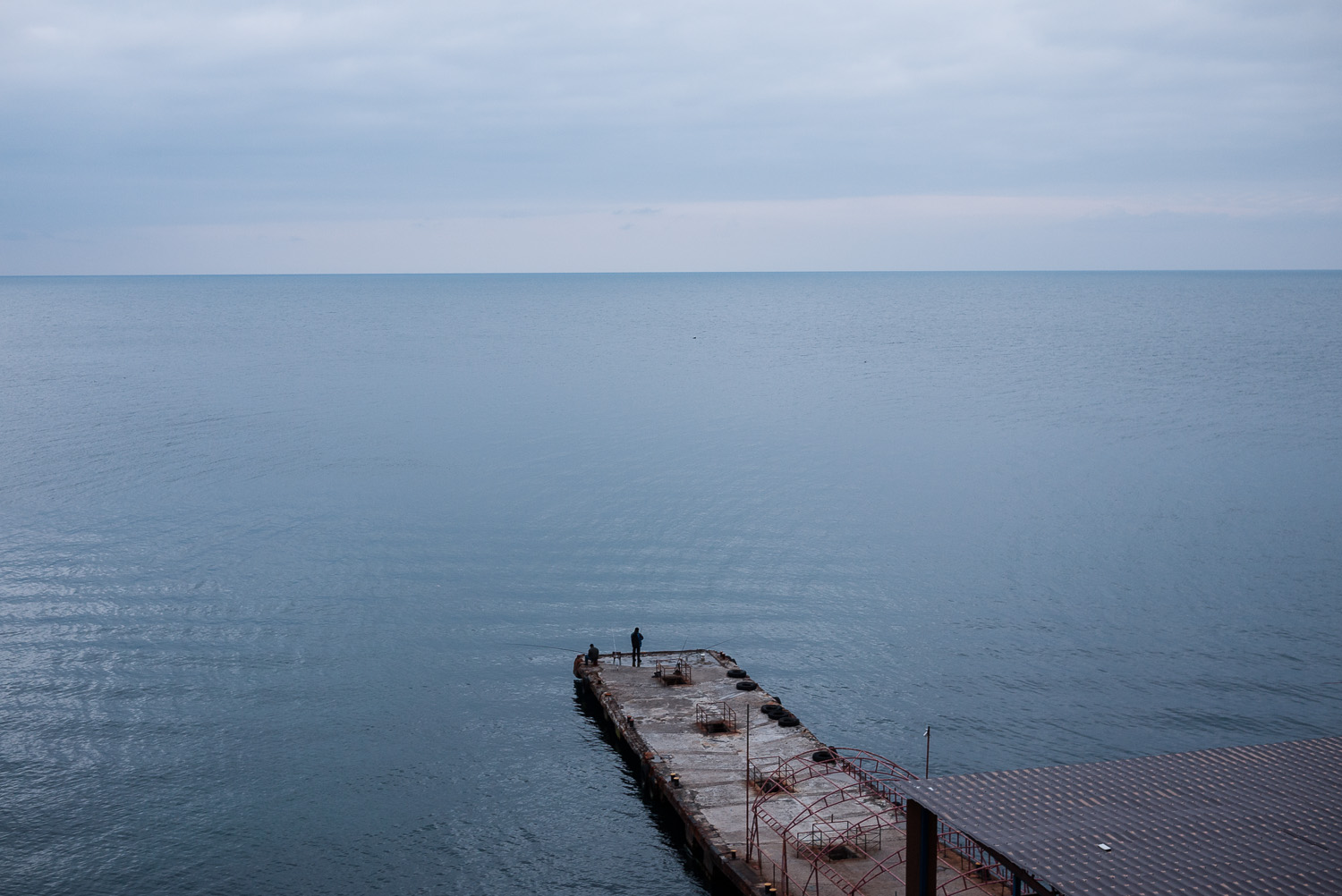  Men fishing in the Black Sea near Yalta, Crimea. 