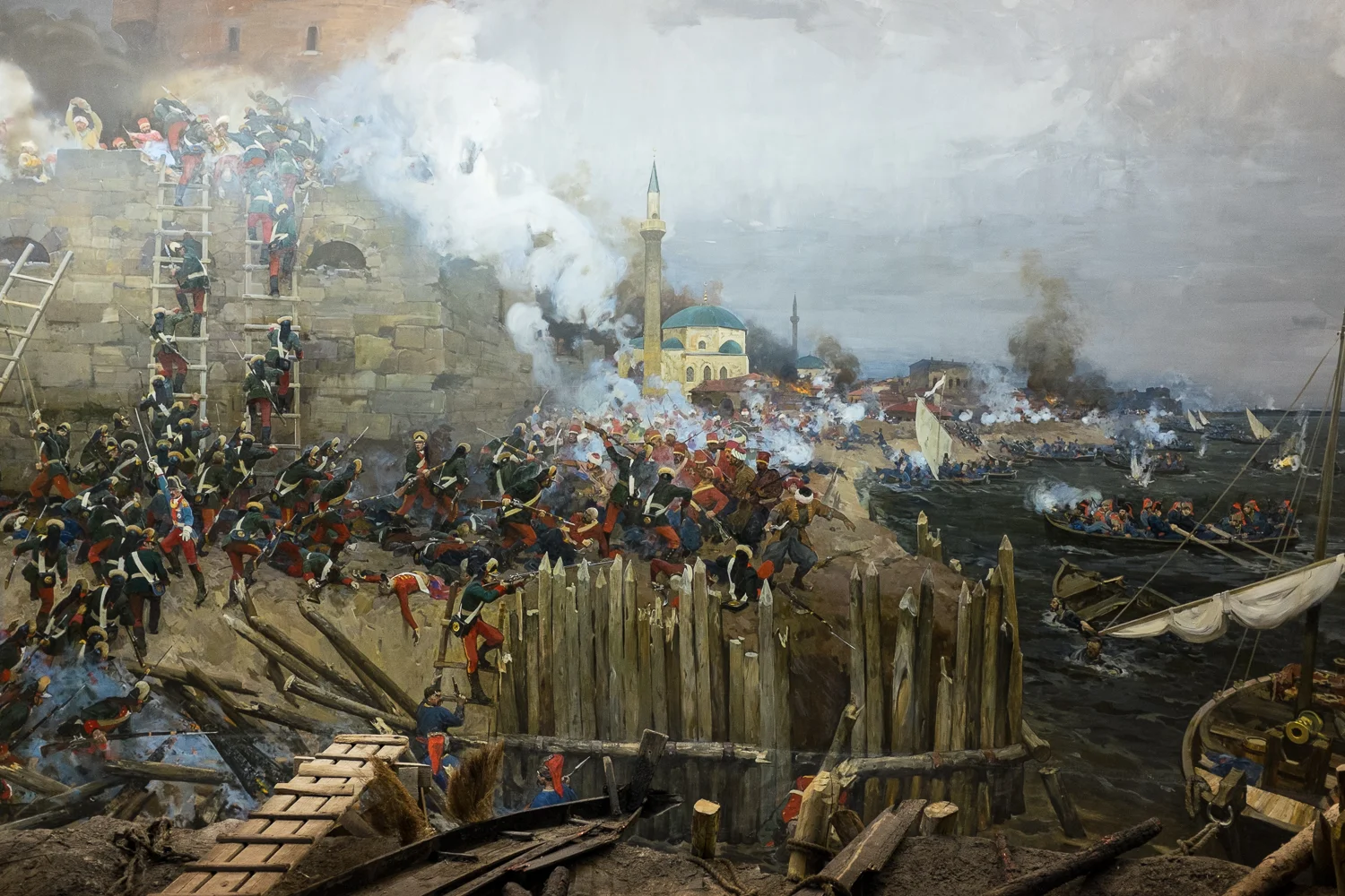Izmail. Detail of a panorama in a museum depicting the Russian assault on the town, led by Prince Grigori Potemkin and General Aleksander Suvorov, during the Russo-Turkish war in 1788.