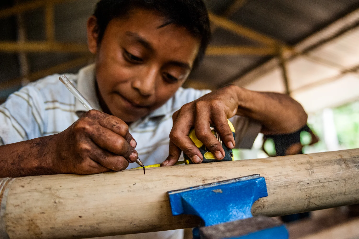 Walter following a carpentry lesson, Guatemala